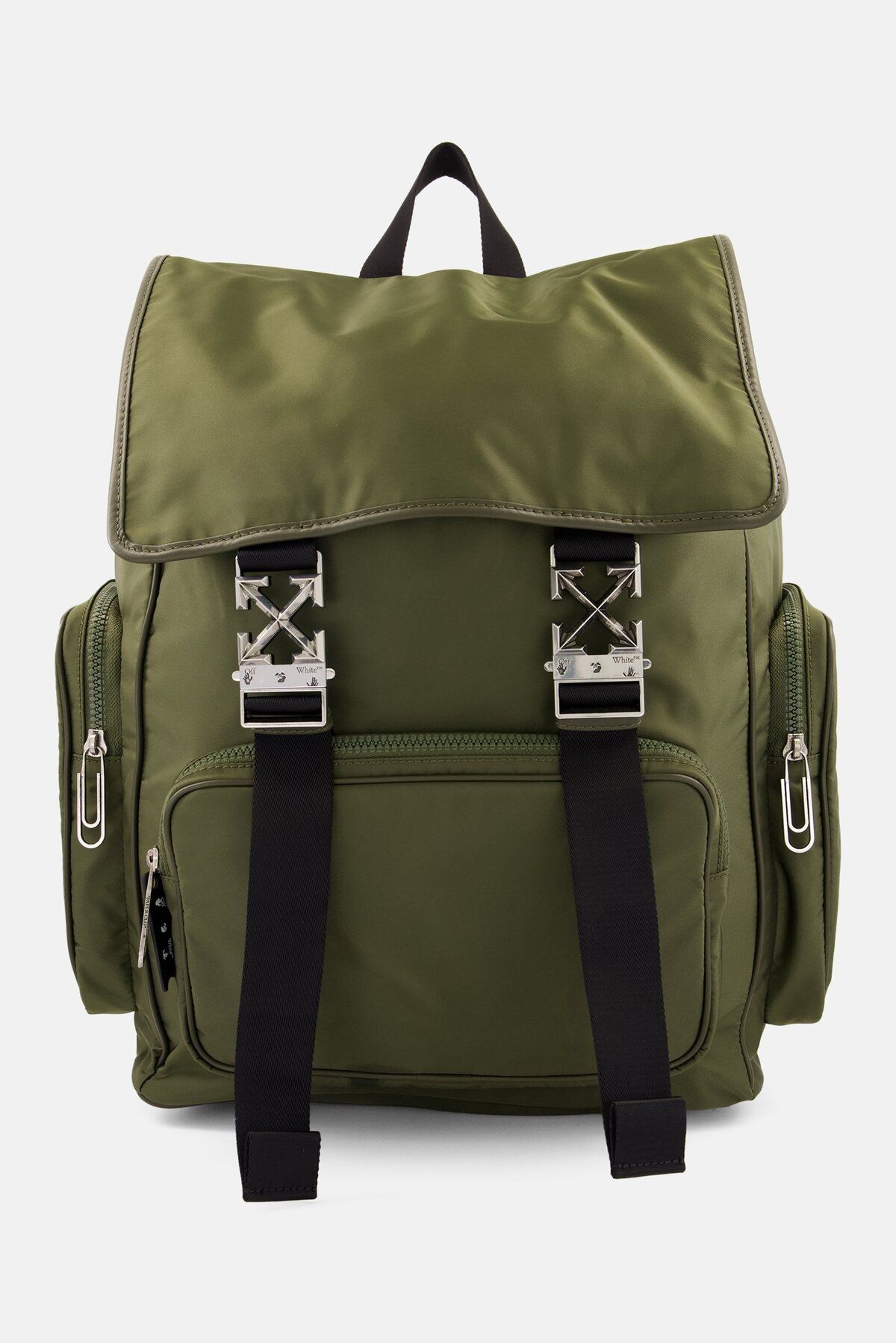 OFF WHITE-Men Arrow Tuck Nylon Backpack 37 H x 40 L x 22 W cm, Olive 1