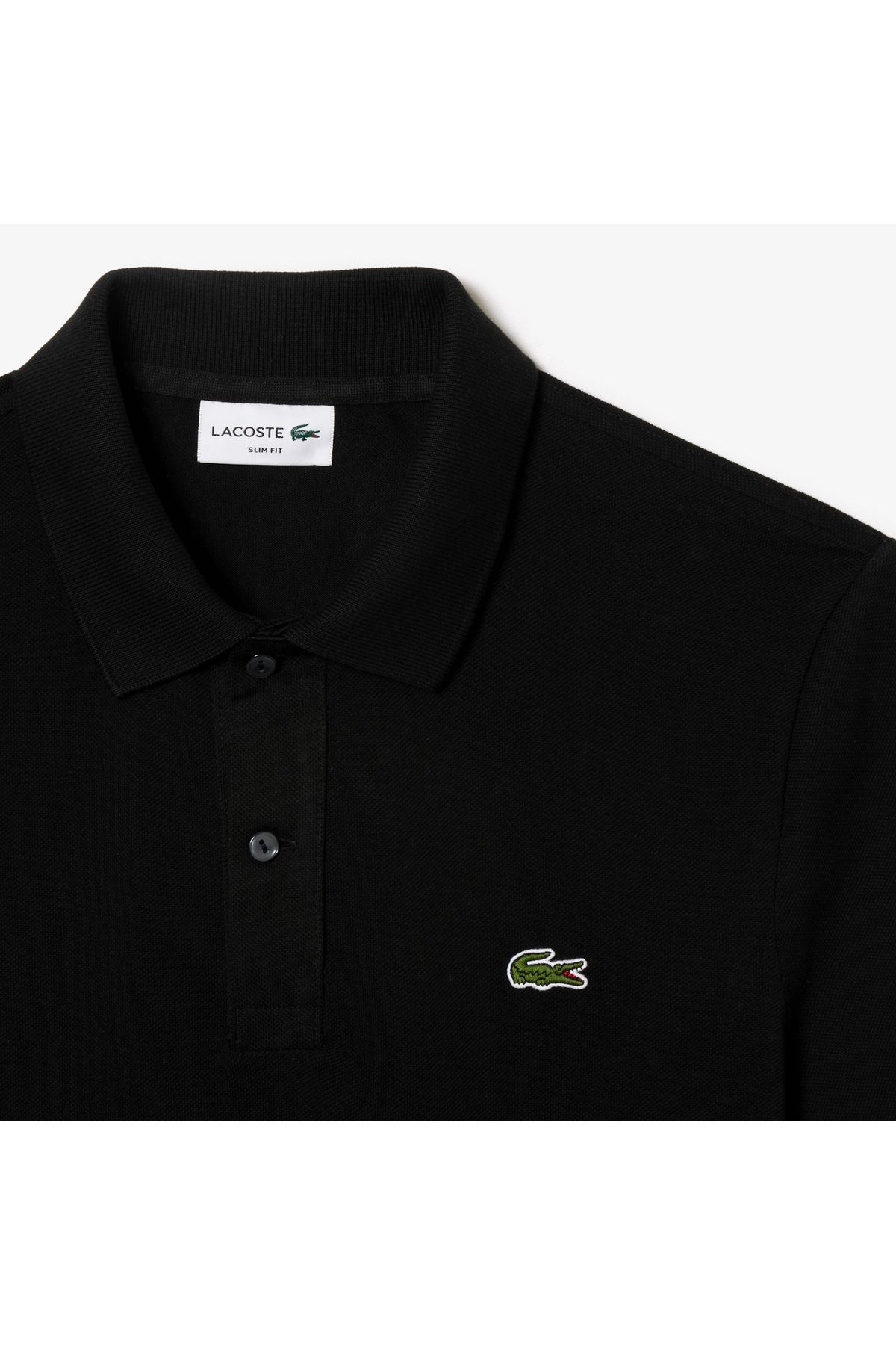 تی شرت یقه پولو مشکی مردانه سیاه Slim Fit Phlo اورجینال Lacoste