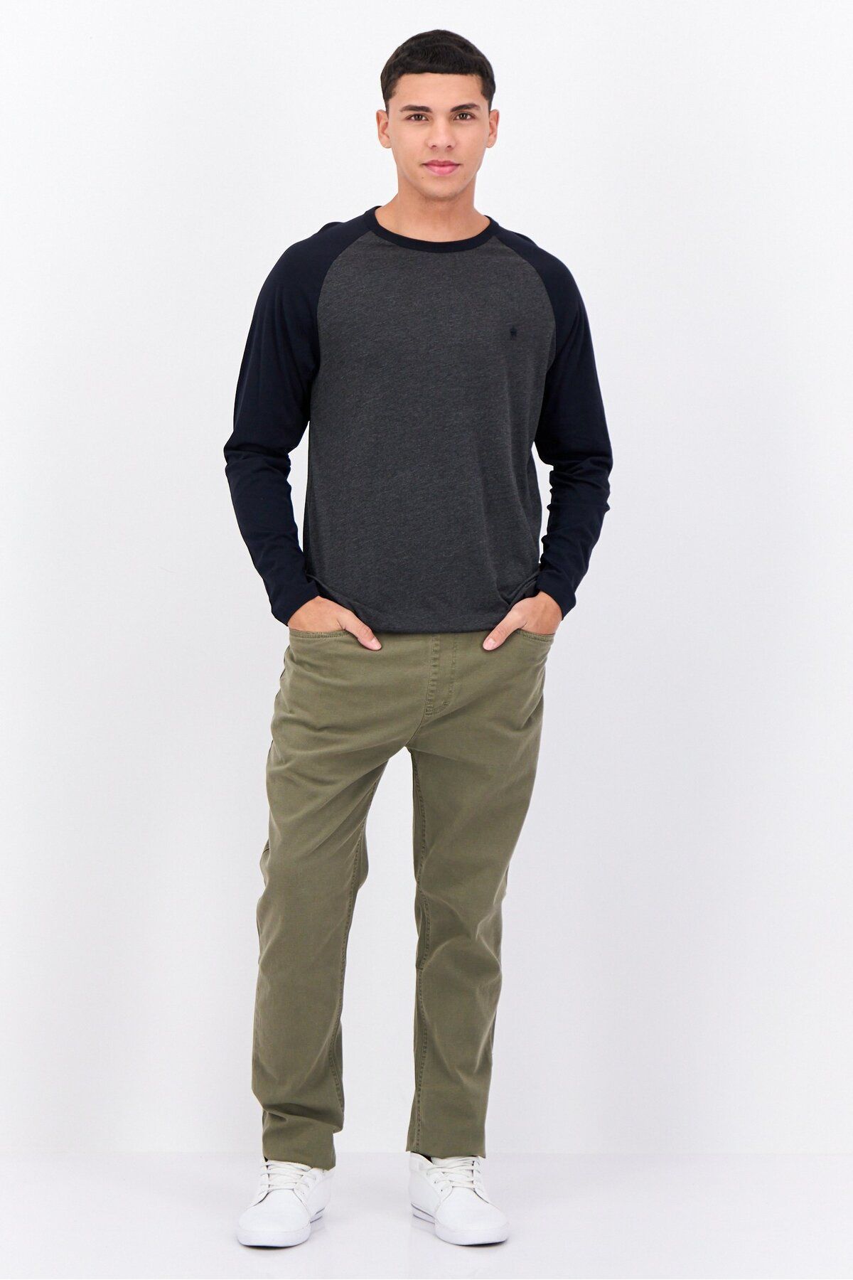 French Connection-Men Crew Neck Long Sleeves Heather T-shirt, Dark Grey 4