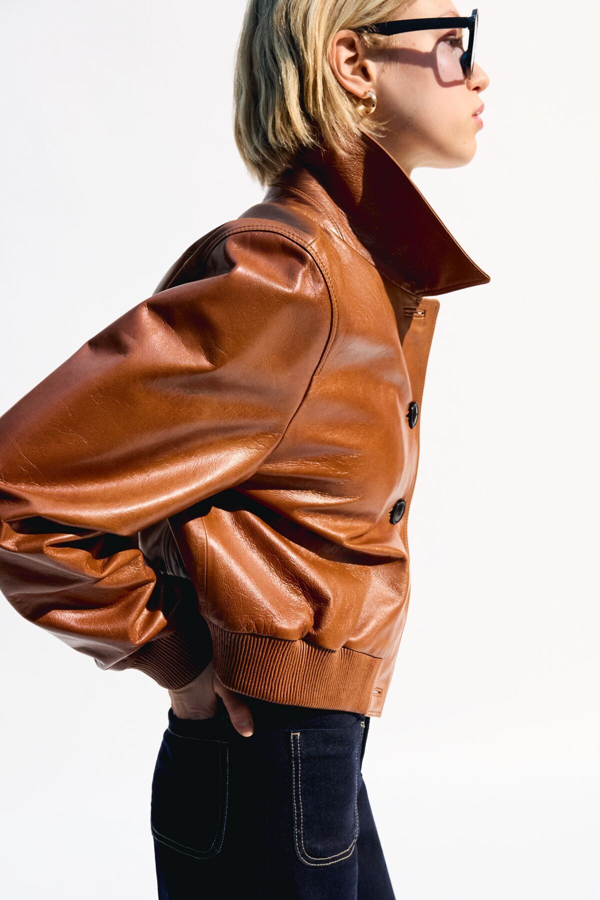 Faux Leather Bershka Pantalon Orange Bershka Coats Jackets 40-80