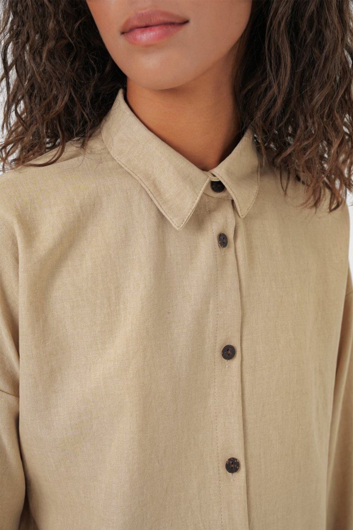 Albayrak Bej Oversize Keten Alt Üst Takım 6622