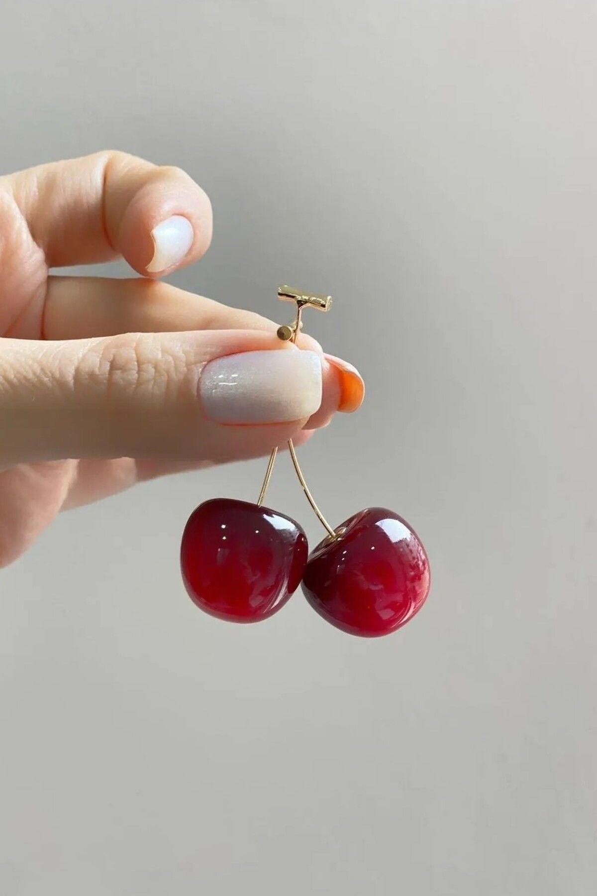 Takı Dükkanı-3D Real Look Large Size Cherry Earrings Pair - bck40 7