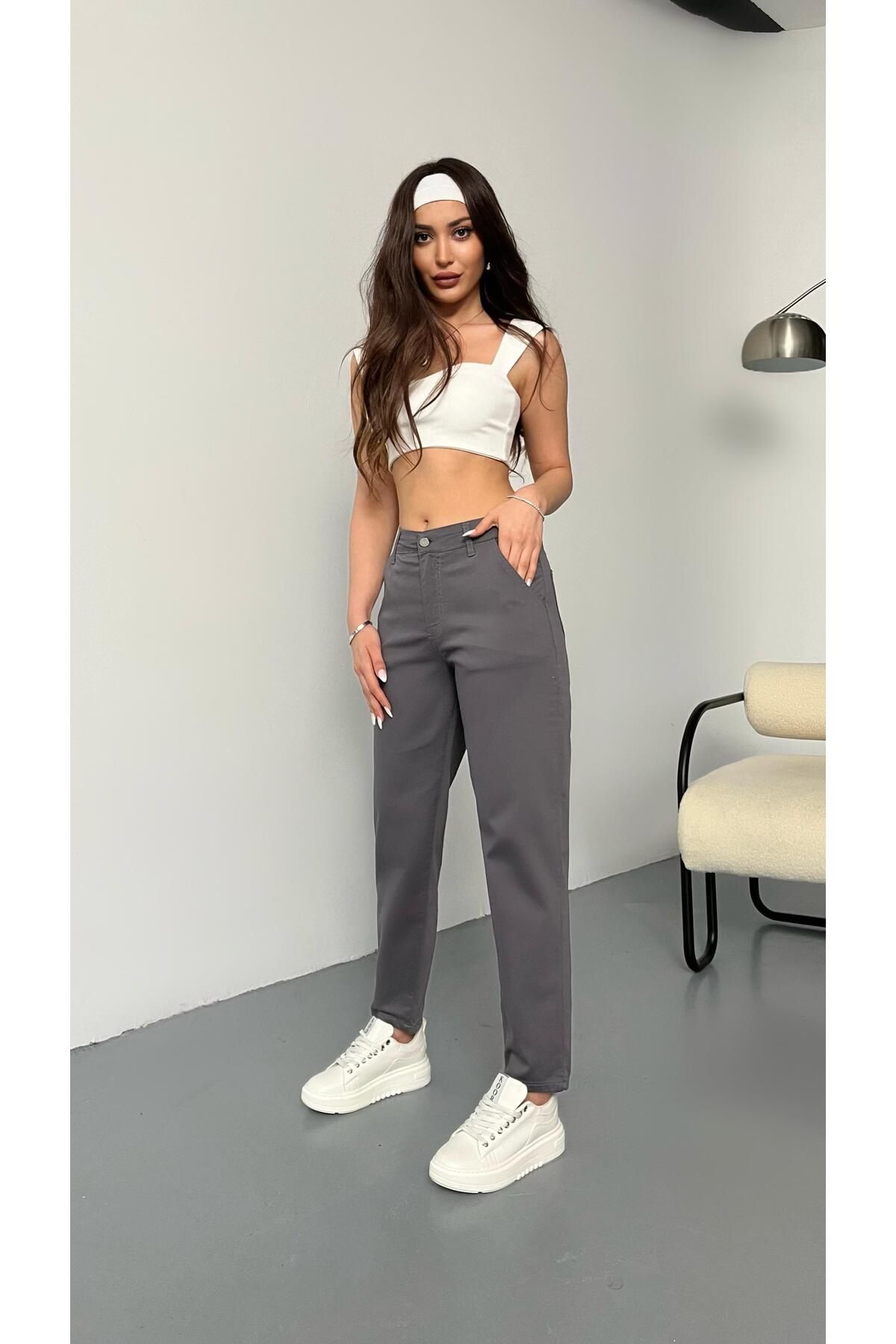 BİKELİFE-Damen-Mom-Hose aus Lycra/Stretch mit hoher Taille 6