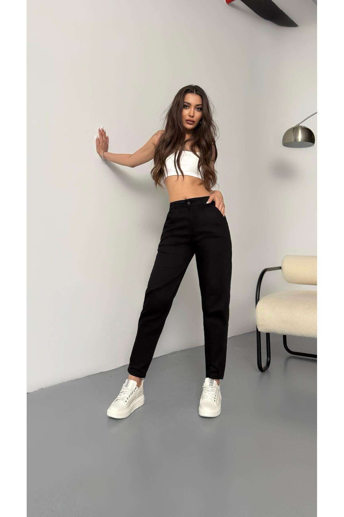 BİKELİFE-Damen-Mom-Hose aus Lycra/Stretch mit hoher Taille 5