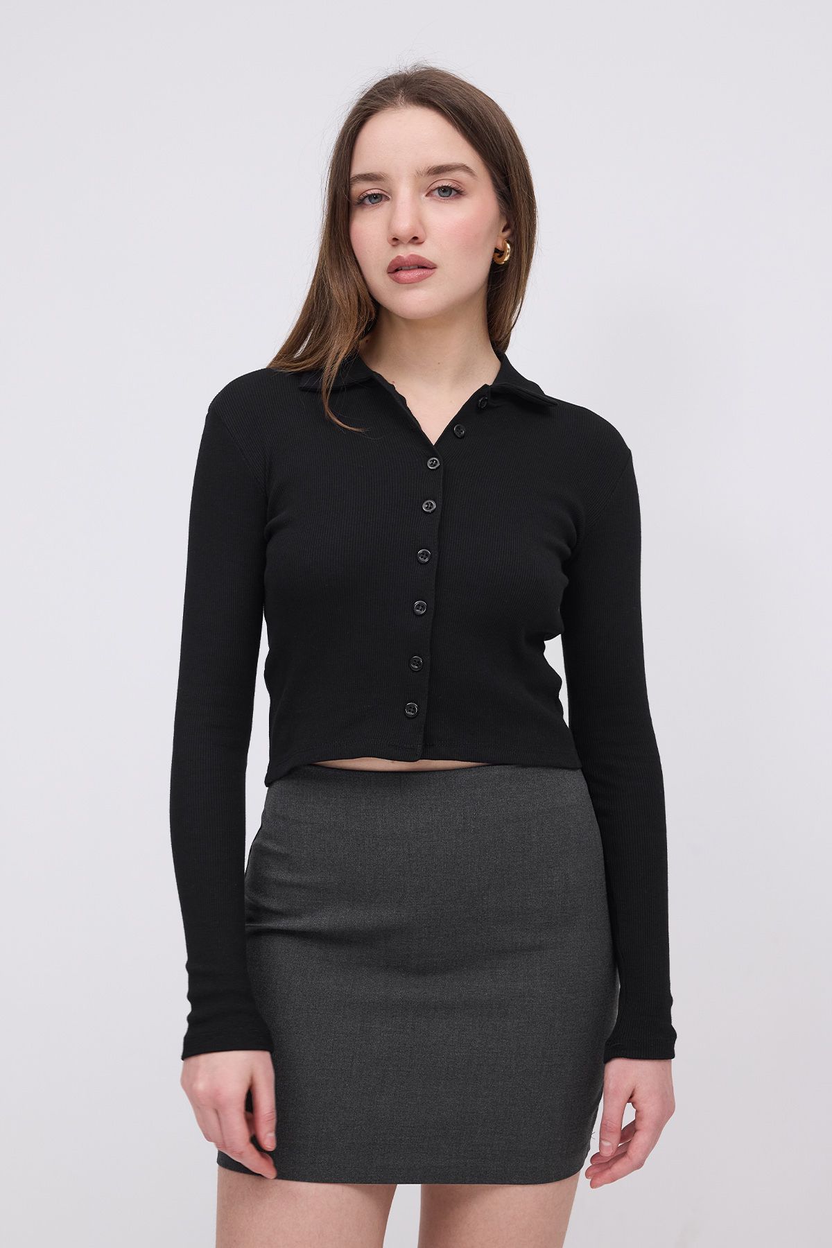 Addax-Cardigan cu nasturi cu gât polo H13869 6
