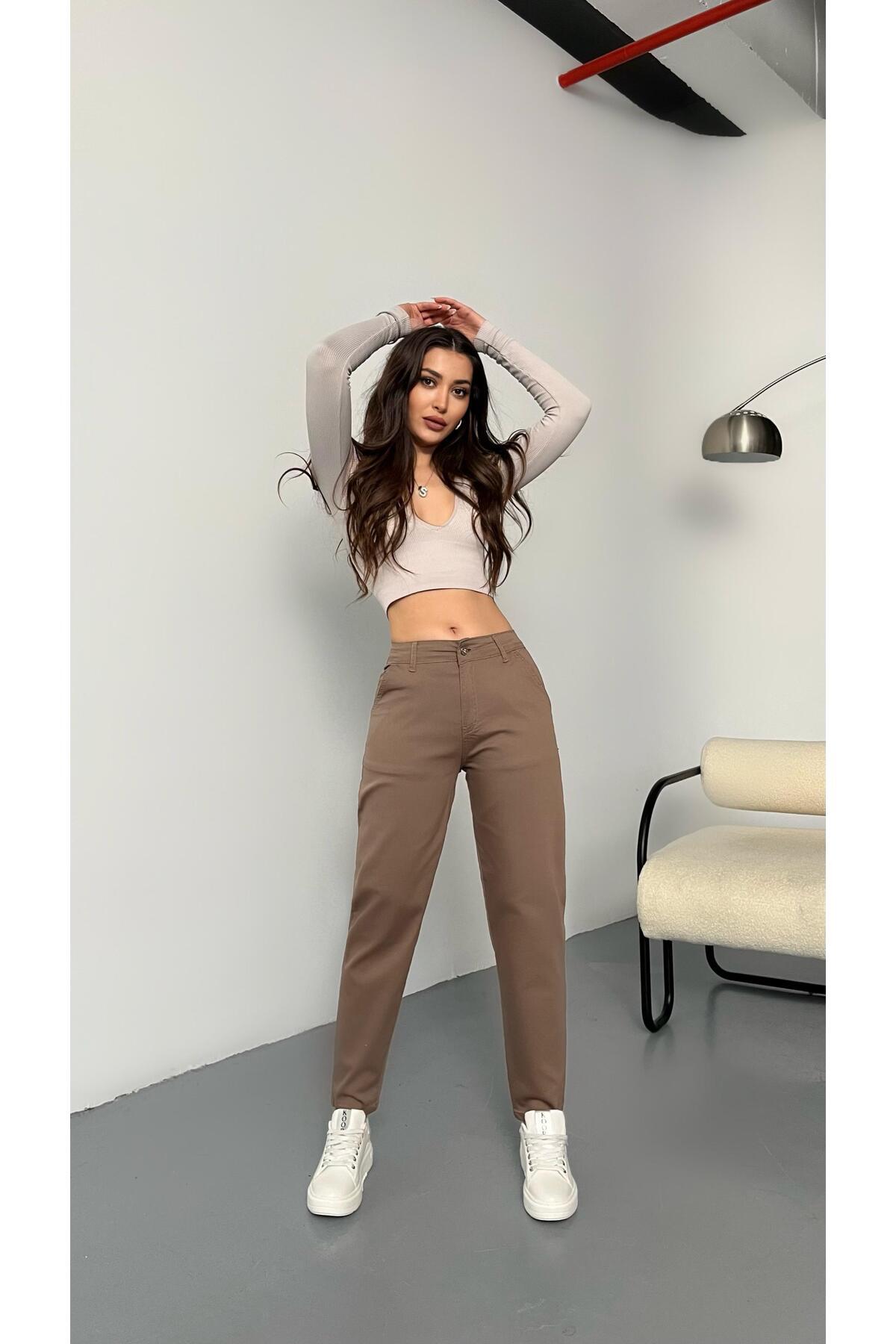 BİKELİFE-Damen-Mom-Hose aus Lycra/Stretch mit hoher Taille 4