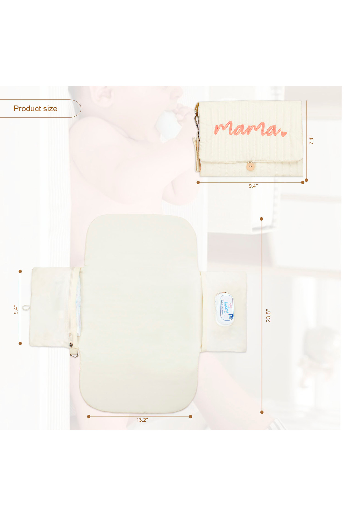 Modakids Bebek Alt Açma Minderi Alt değiştirme Pedi Örtüsü Taşınabilir Bakım Çantası Organizer Çanta fotoğrafı 5 (önizleme)