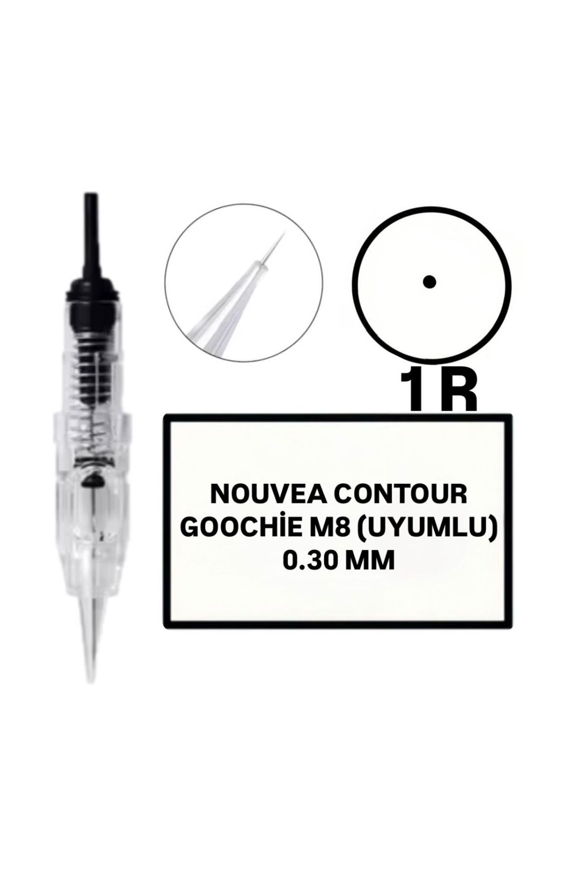 İthalSepeti 5 Adet (Nouvea Contour-Goochie M8 Uyumlu-0.30mm-R1) Değiştirilebilir Kartuş Kalıcı Makyaj Uç
