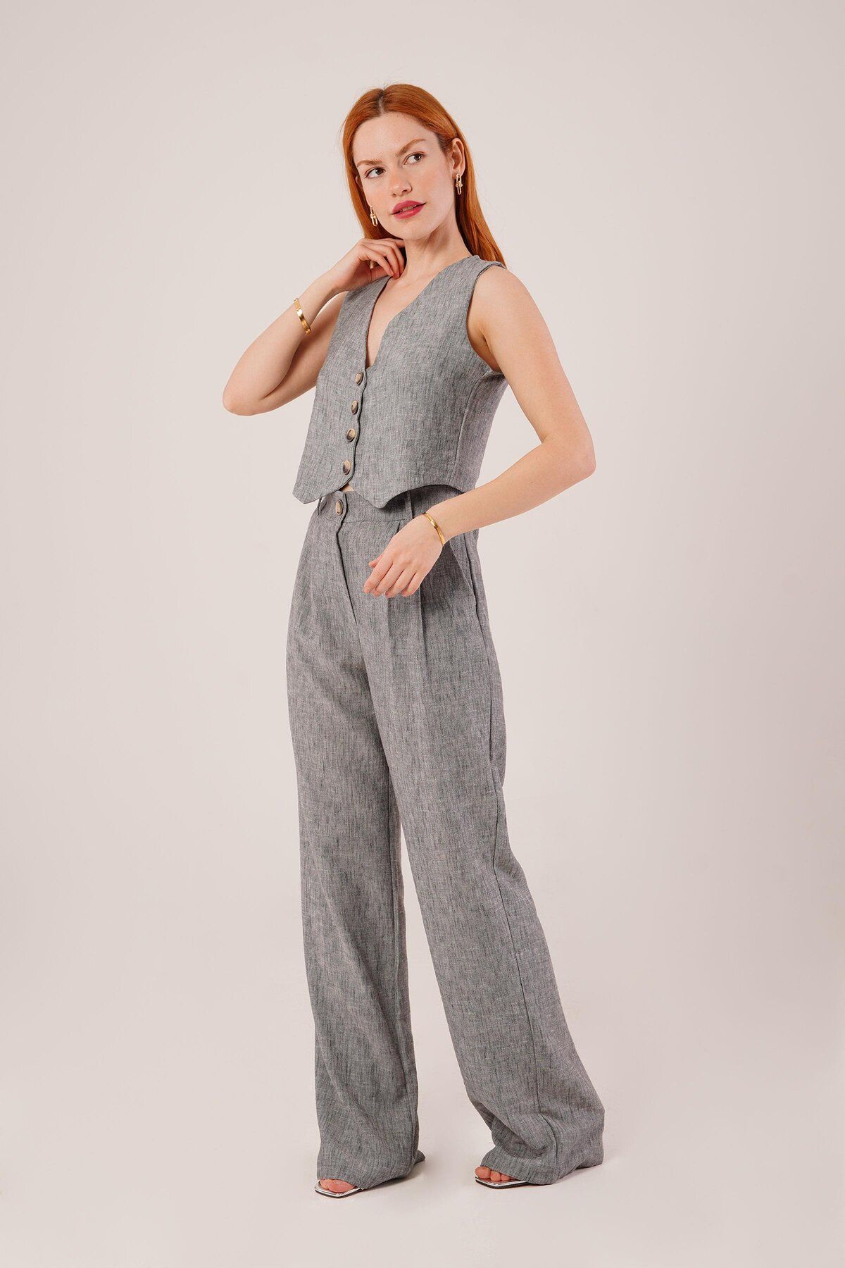 ASFSTORE Kırçıllı Desen Antrasit Takım