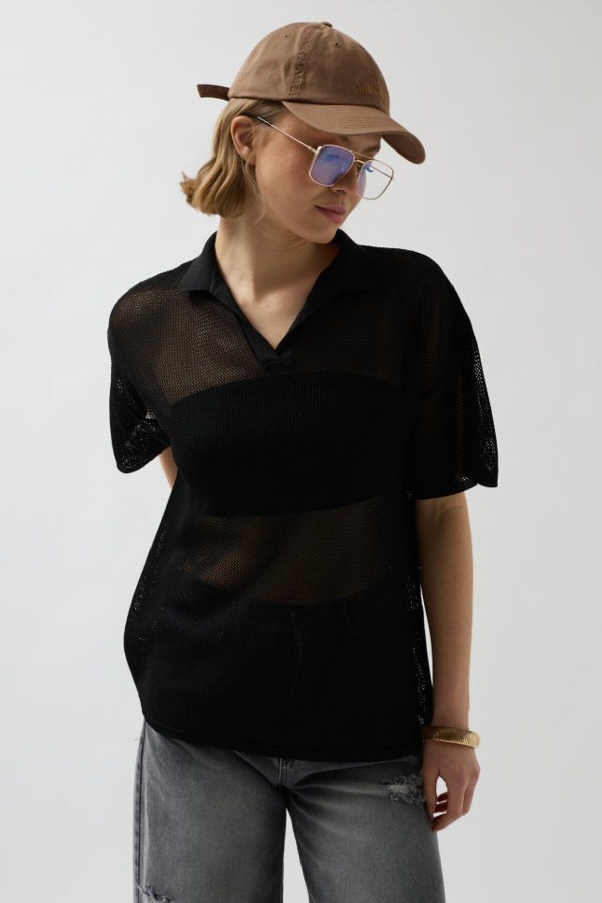 novafems Polo Yaka TransparanT-Shirt