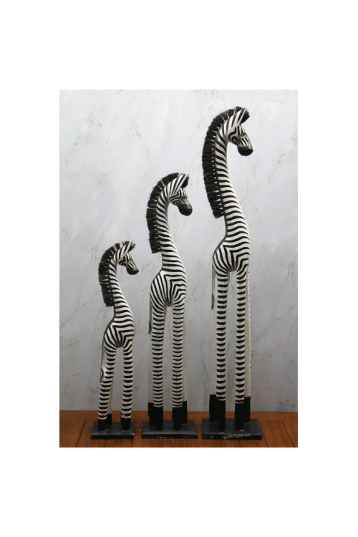 Mu Art Ahşap Ahşap 3'Lü Zebra Figürü