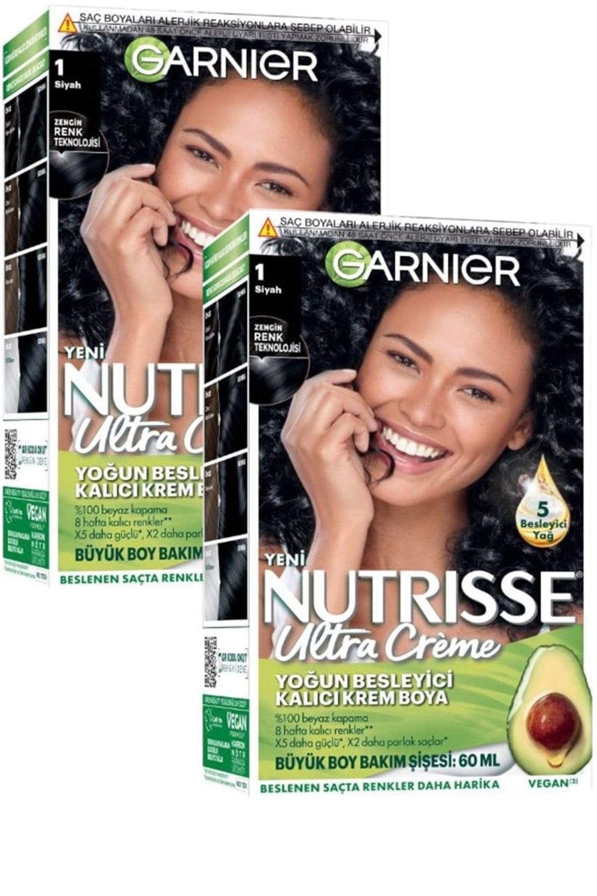 Garnier Nutrisse Yoğun Besleyici Kalıcı Krem Saç Boyası 1 Siyah 2 Adet