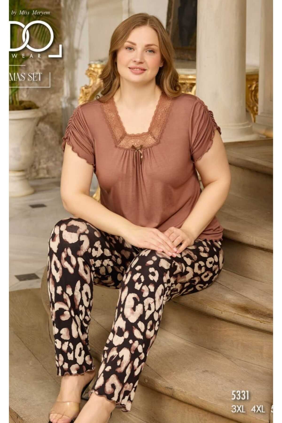 Azra-Brown Plus Size Pajama Set 1