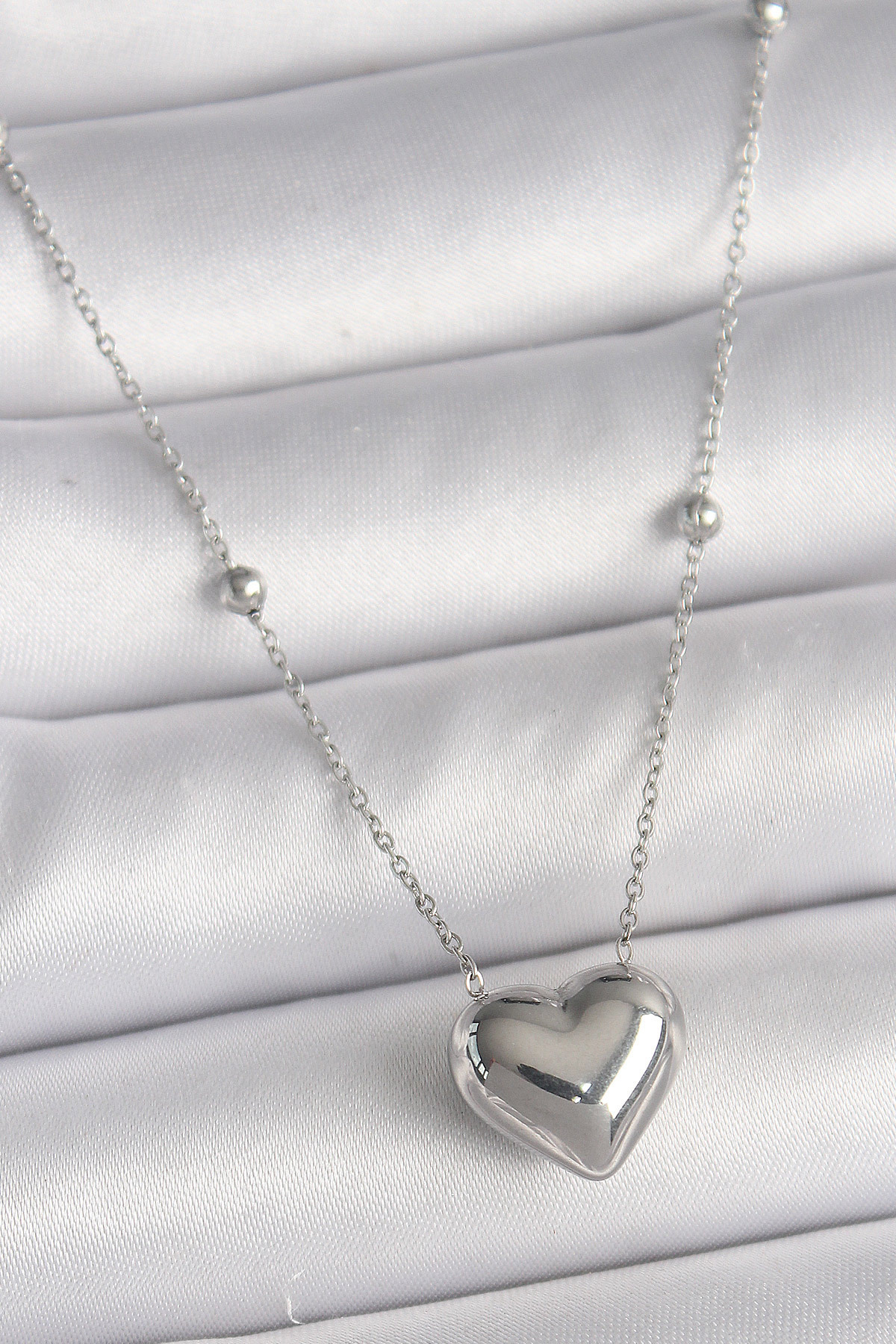Skygo-Heart Model Chain Necklace - Women &Apos; S Necklace with Ball Detail, 316L Steel Silver, Color - Tj-Bko9773 1