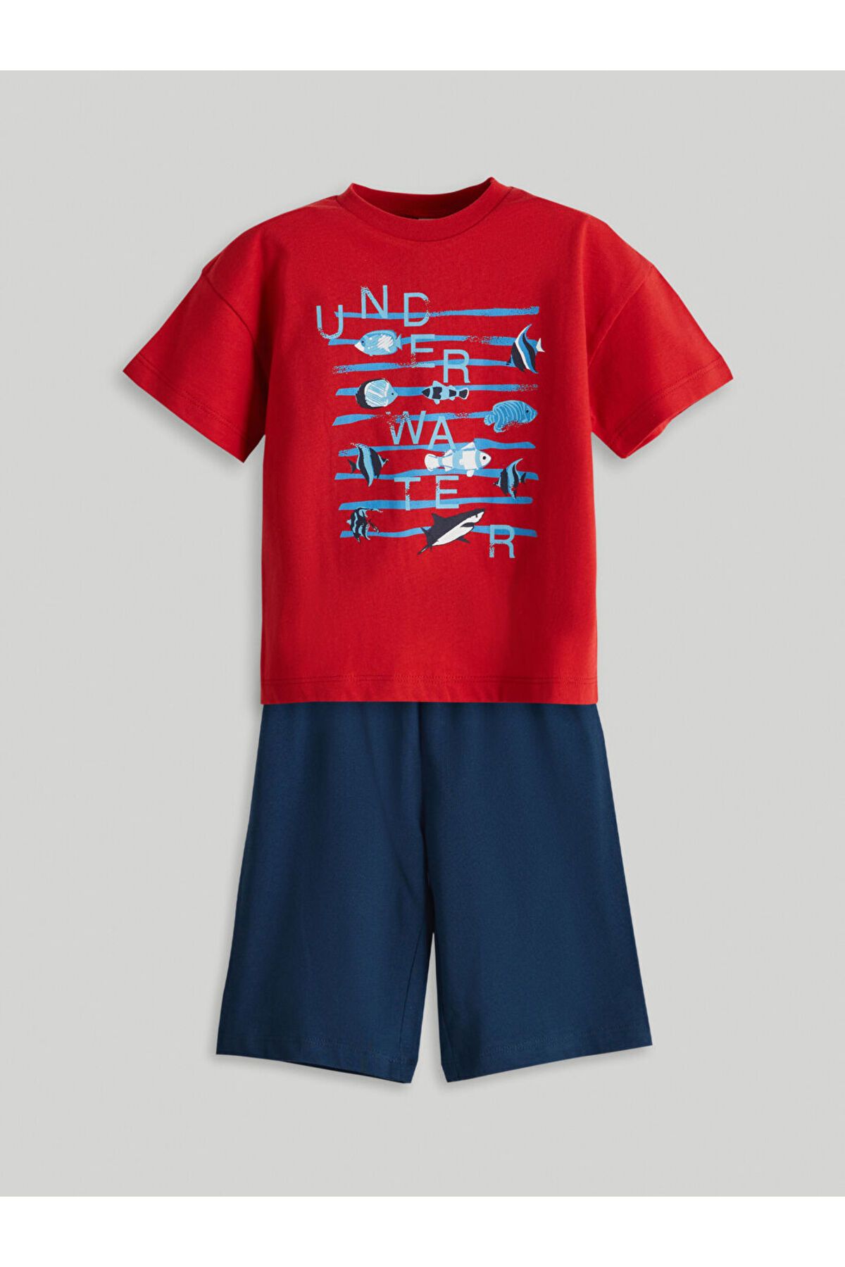LC Waikiki Yeni Sezon Bisiklet Yaka Erkek Cocuk Sortlu Pijama Takimi - S5LC35Z1
