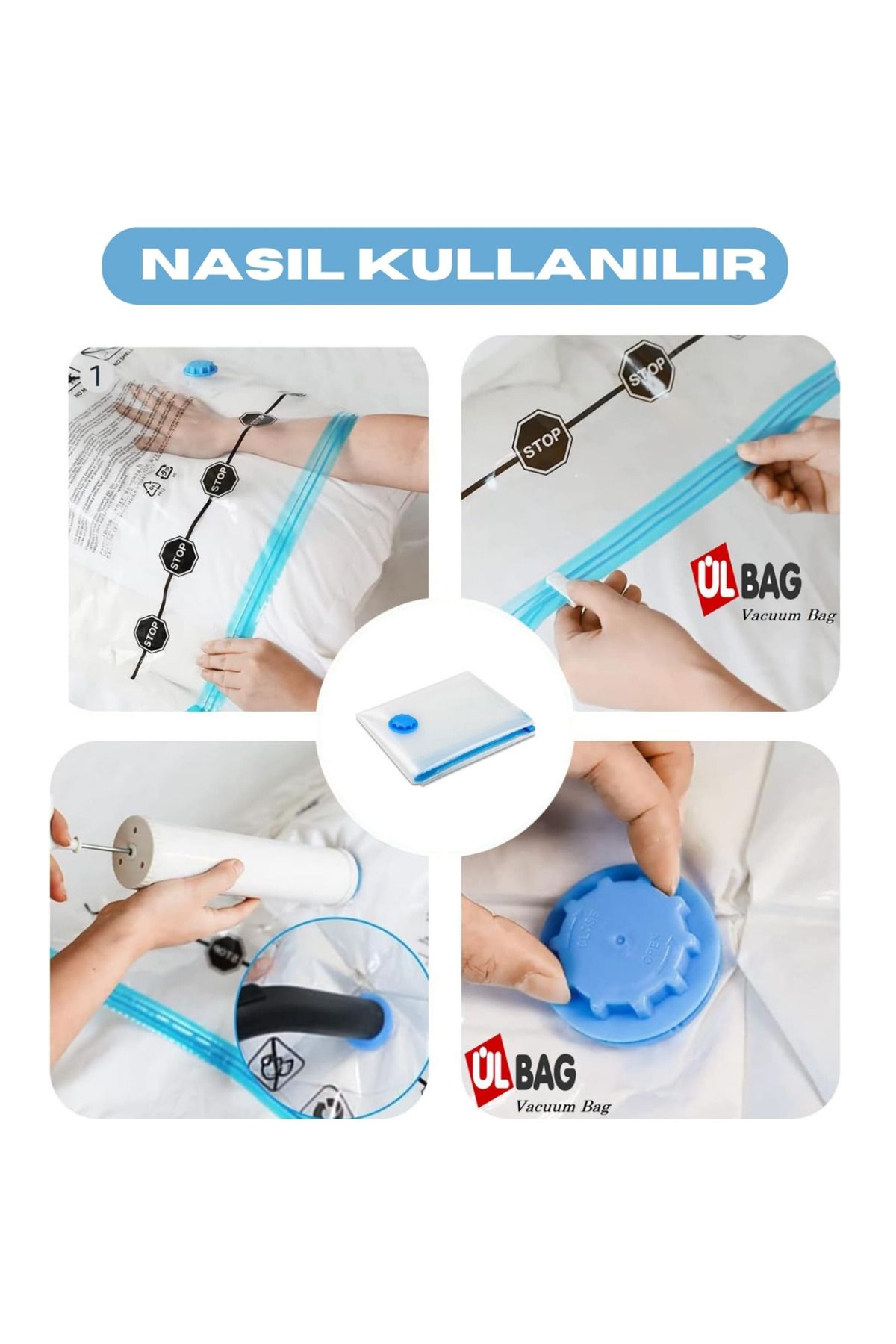 Beyyine Home-كيس مكنسة كهربائية عالي الجودة (M) 55 سم × 90 سم - غطاء دوار وأزرق - كيس مكنسة كهربائية 6