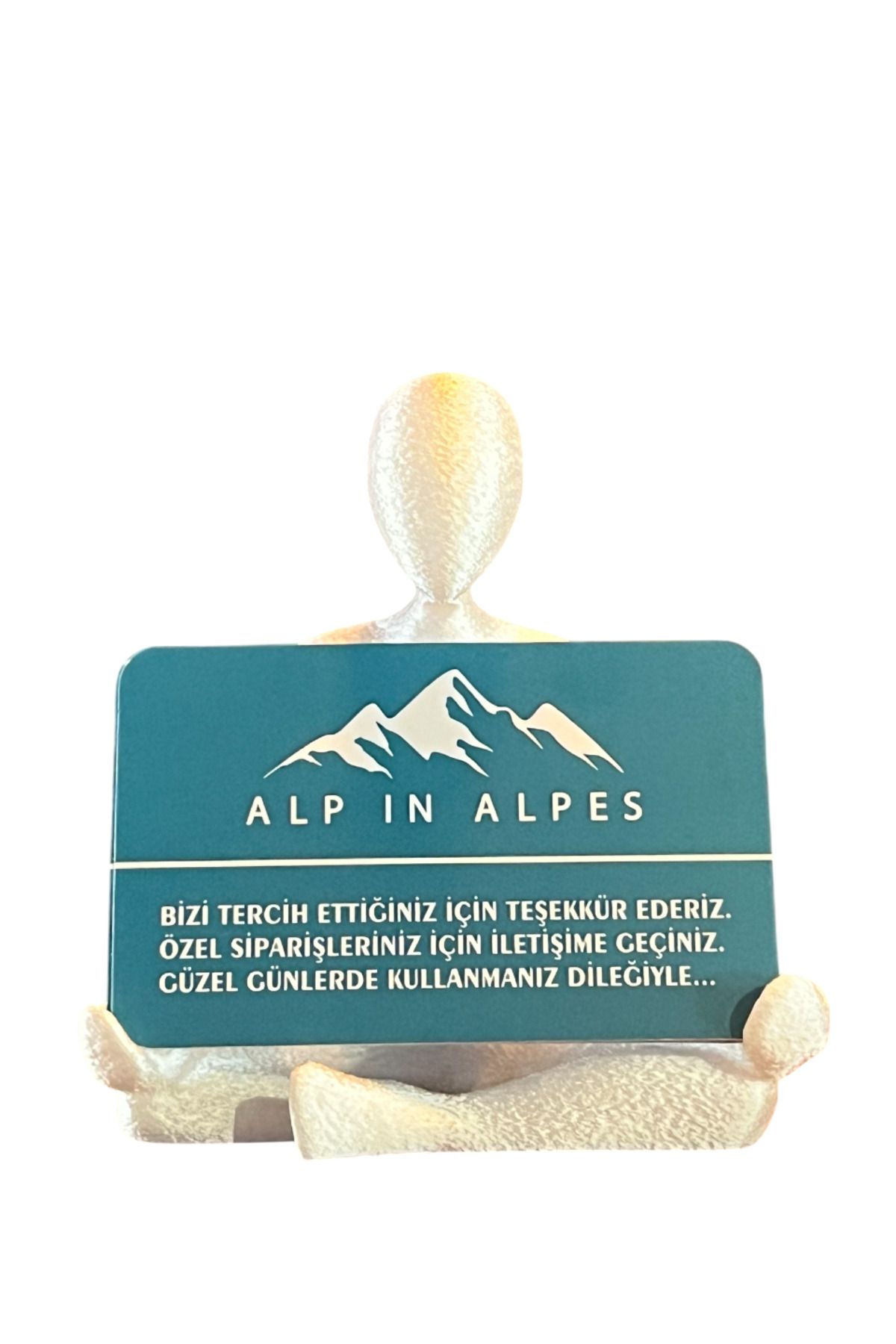 Alp in Alpes Sedef Beyazı Yoga Temalı Kartvizitlik (Işıltılı Beyaz)
