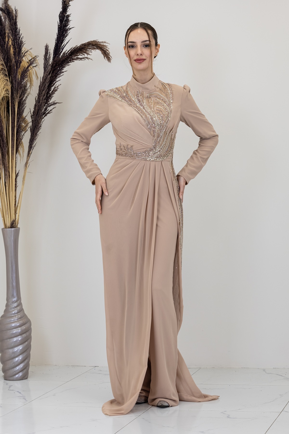 Genel Markalar Önü Aplik İşlemeli Ebru Tulum