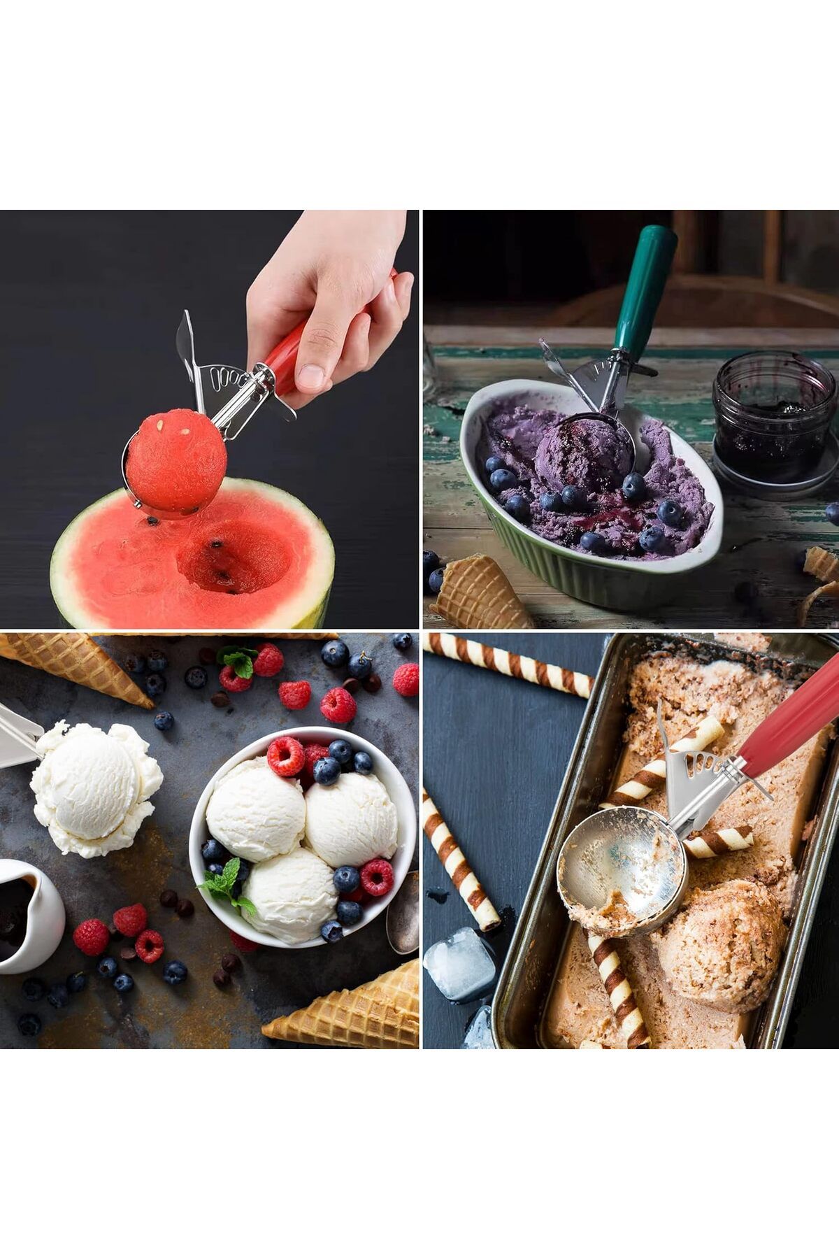 COOYA-3PCS Ice Cream Scoop Set, Stainless Steel Cookie Scoop, Multiple Size Disher, with Trigger Release 6