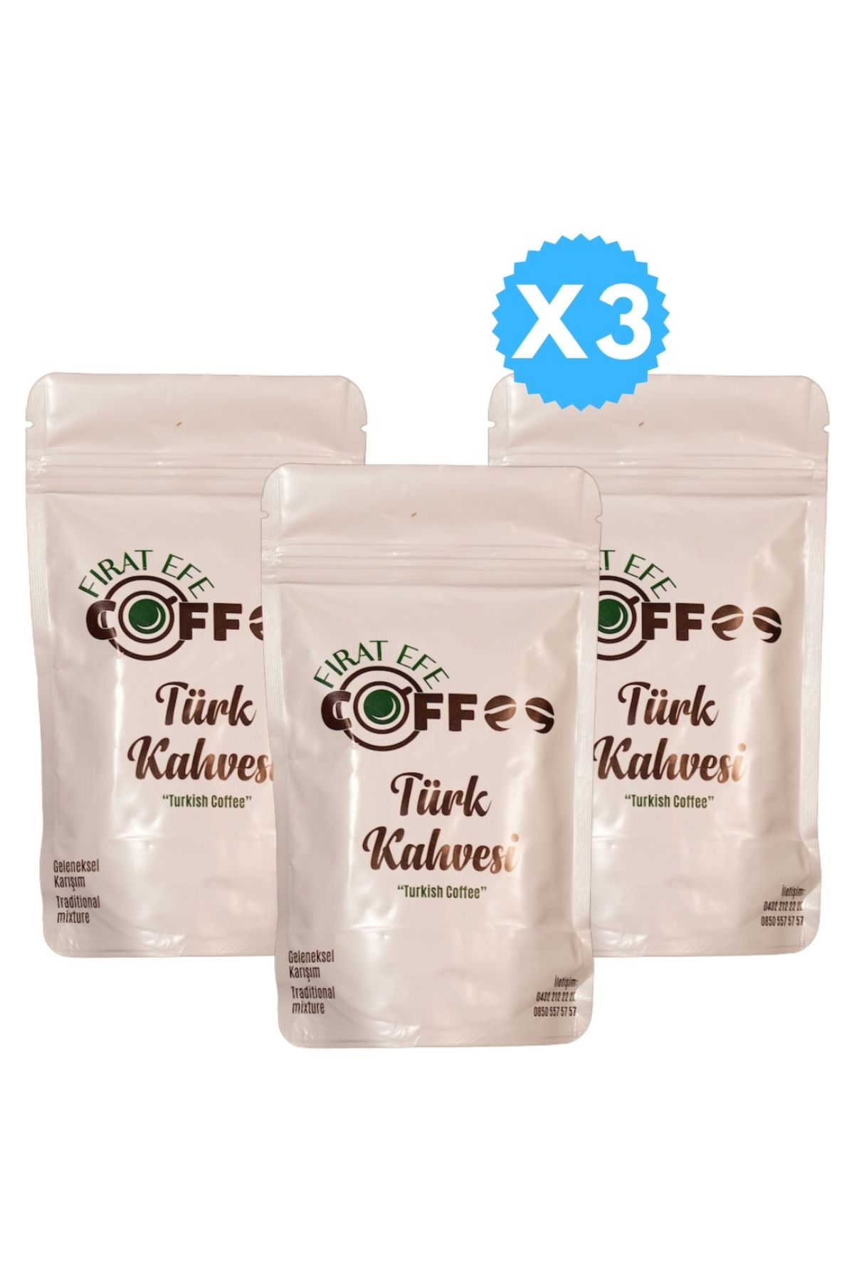 Fırat Efe Coffee Orta Kavrulmuş Türk Kahvesi 100GR x 3 Adet