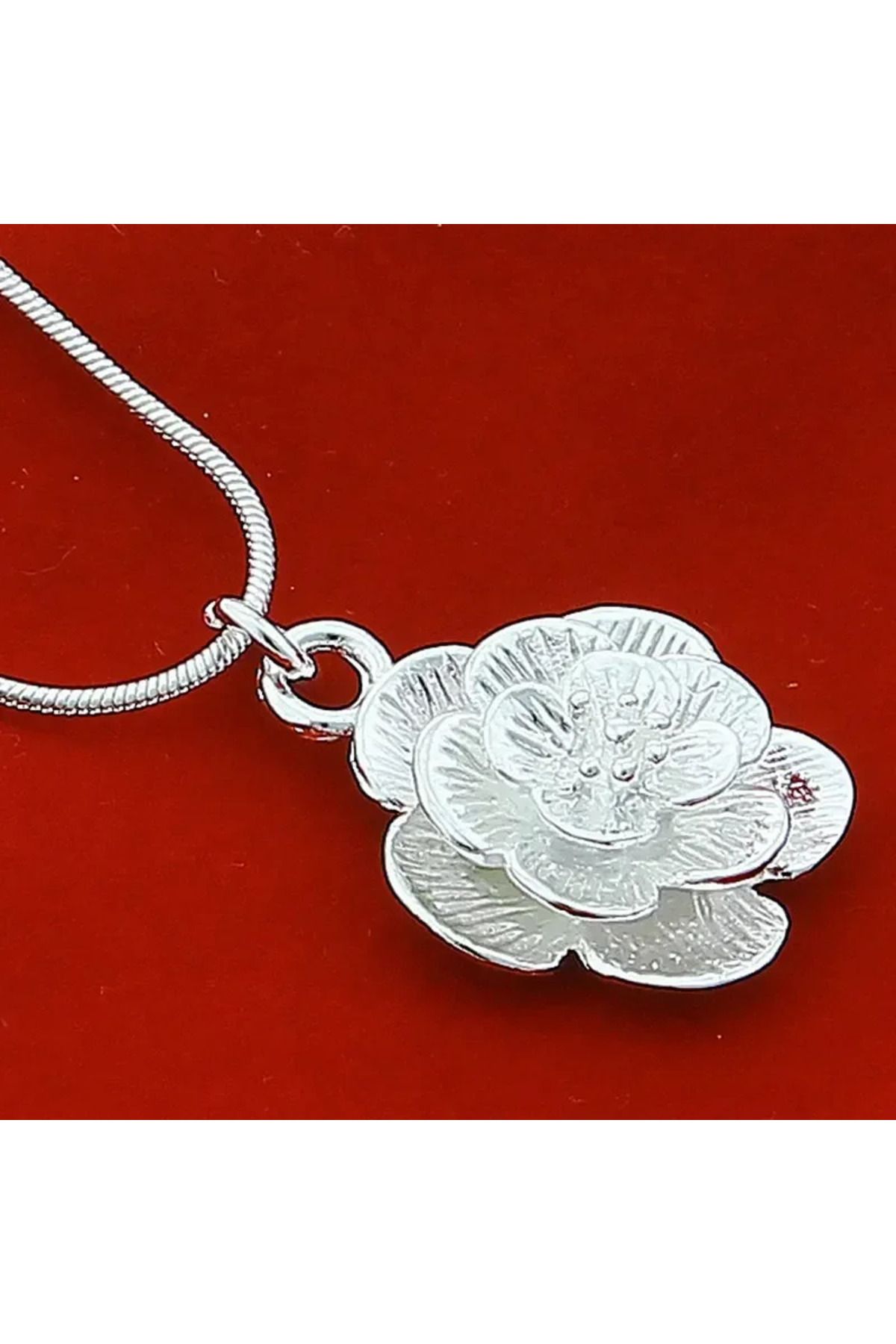 Choice-50cm DOTEFFIL 925 Sterling Silver Rose Flower Pendant Necklace 18/20-24/26/30 Inch Snake Chain For W 3