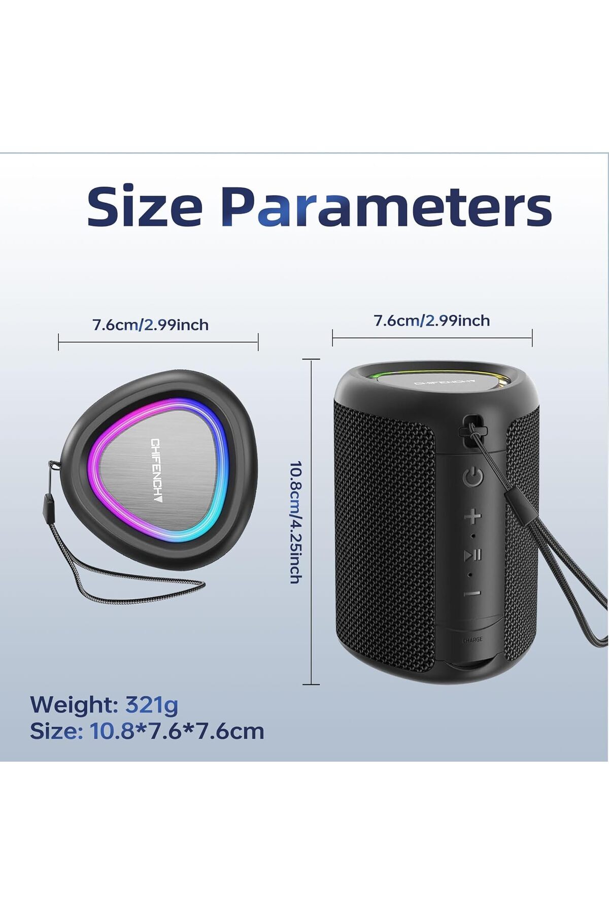 COOYA-Mini Bluetooth Portable Speaker,with Microphone,Bluetooth 5.3,10 Hour Playtime,IPX4 Waterproof 4