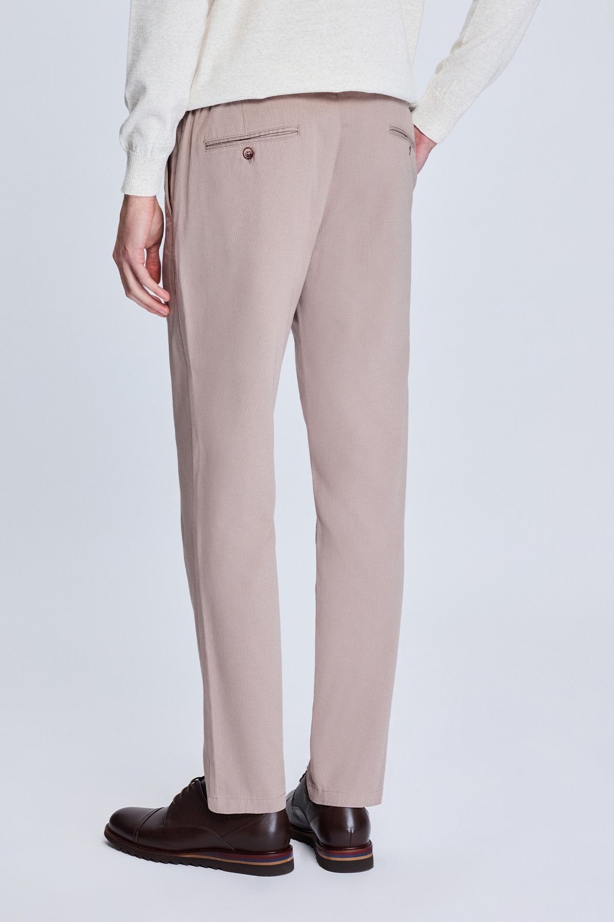 Hatemoğlu-Beige Dynamic Fit Patterned Casual Jogger Trousers with Side Pockets 4