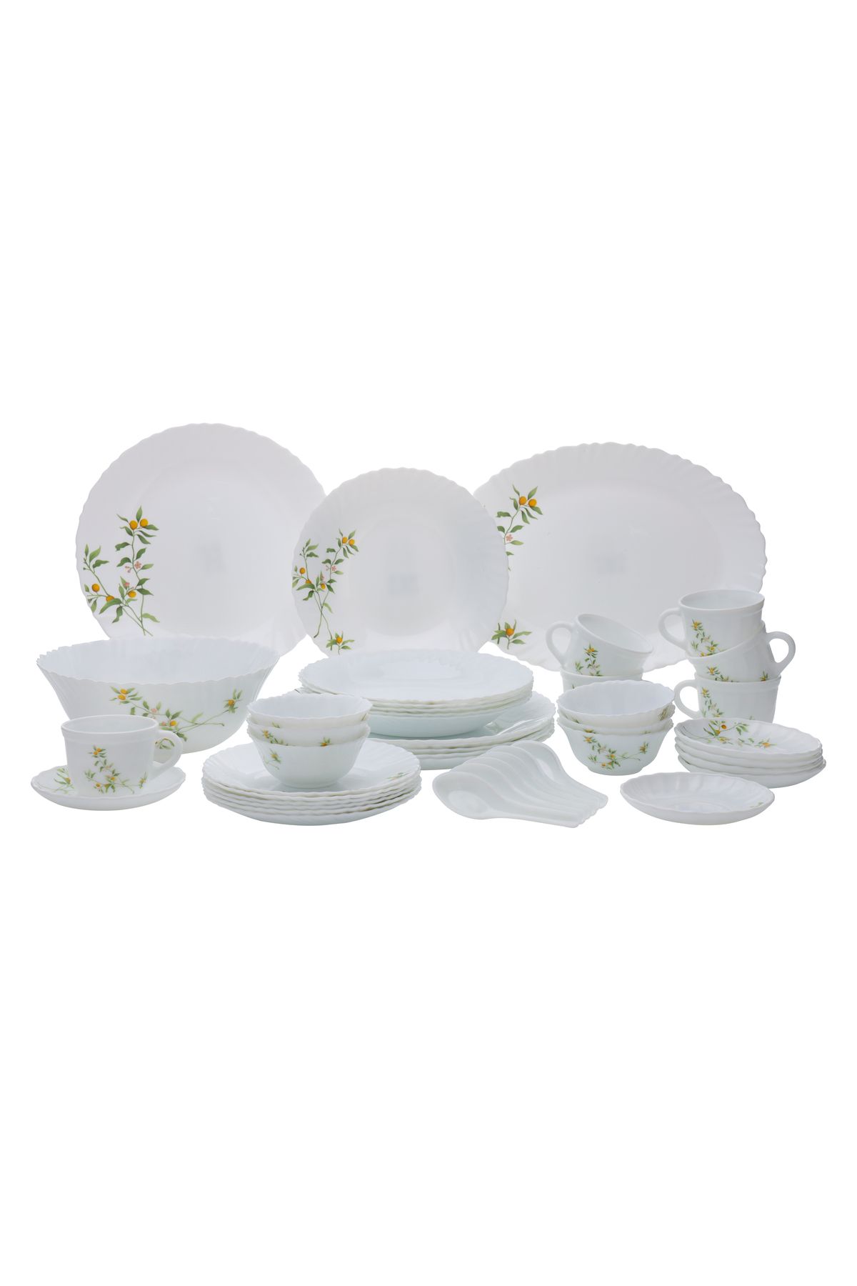 ROYALFORD-44 Pcs Opalware Dinner Set, Orange Blossom, Floral Design RF10678 2