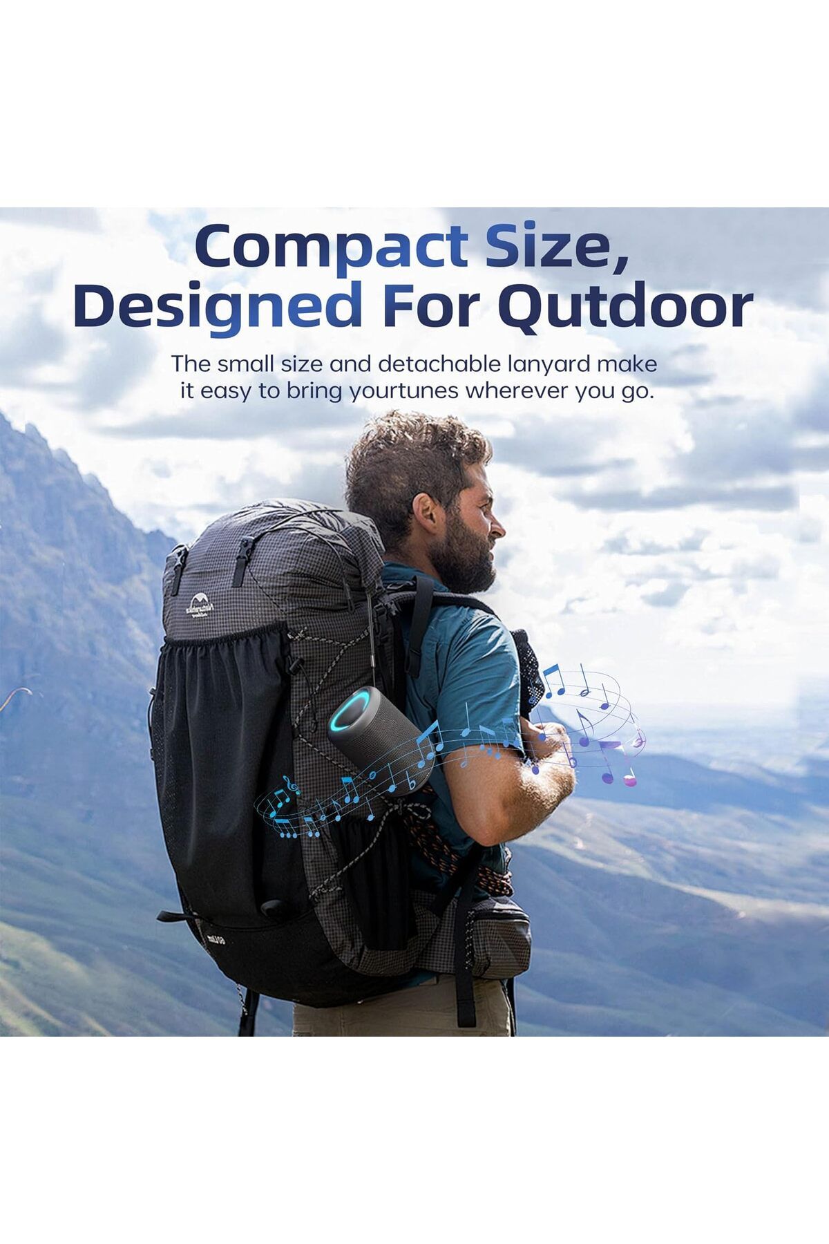 COOYA-Mini Bluetooth Portable Speaker,with Microphone,Bluetooth 5.3,10 Hour Playtime,IPX4 Waterproof 5