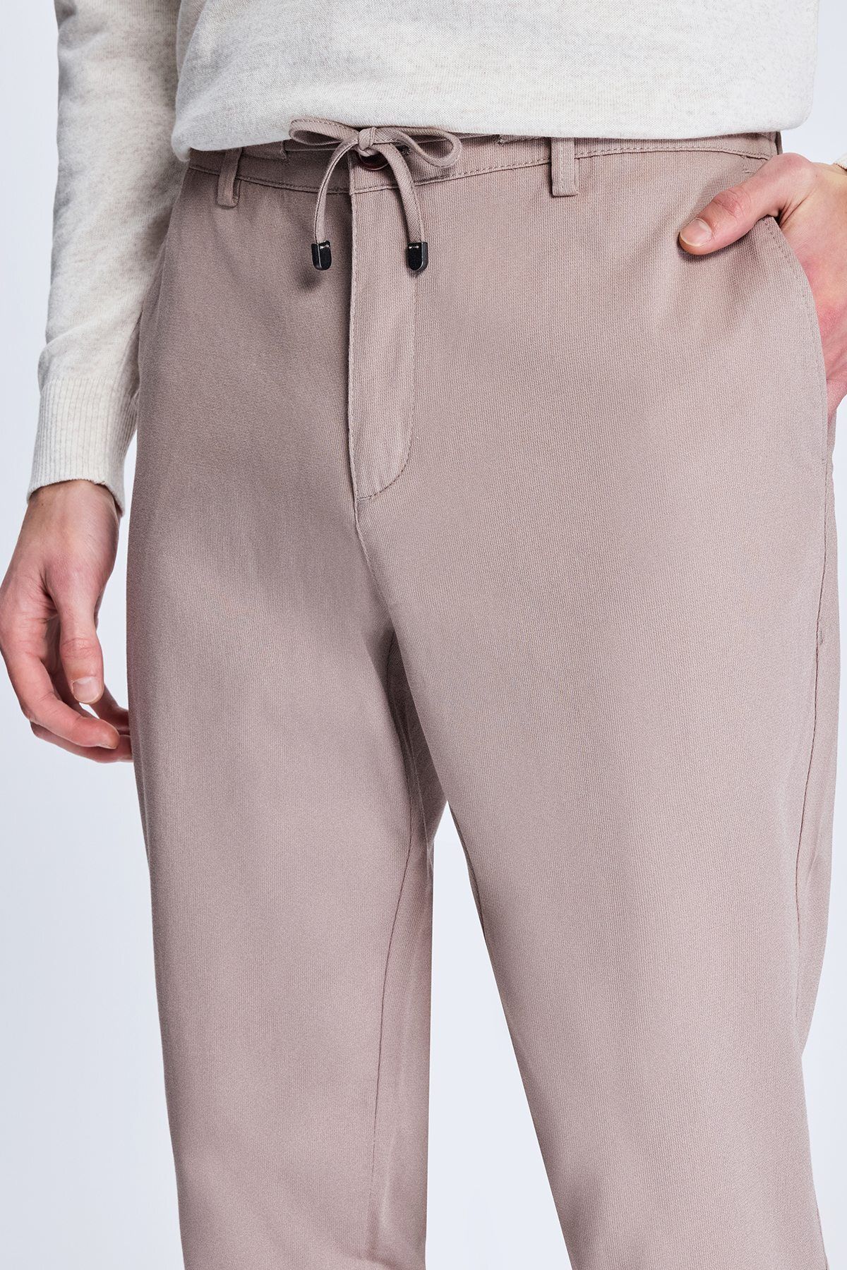 Hatemoğlu-Beige Dynamic Fit Patterned Casual Jogger Trousers with Side Pockets 3