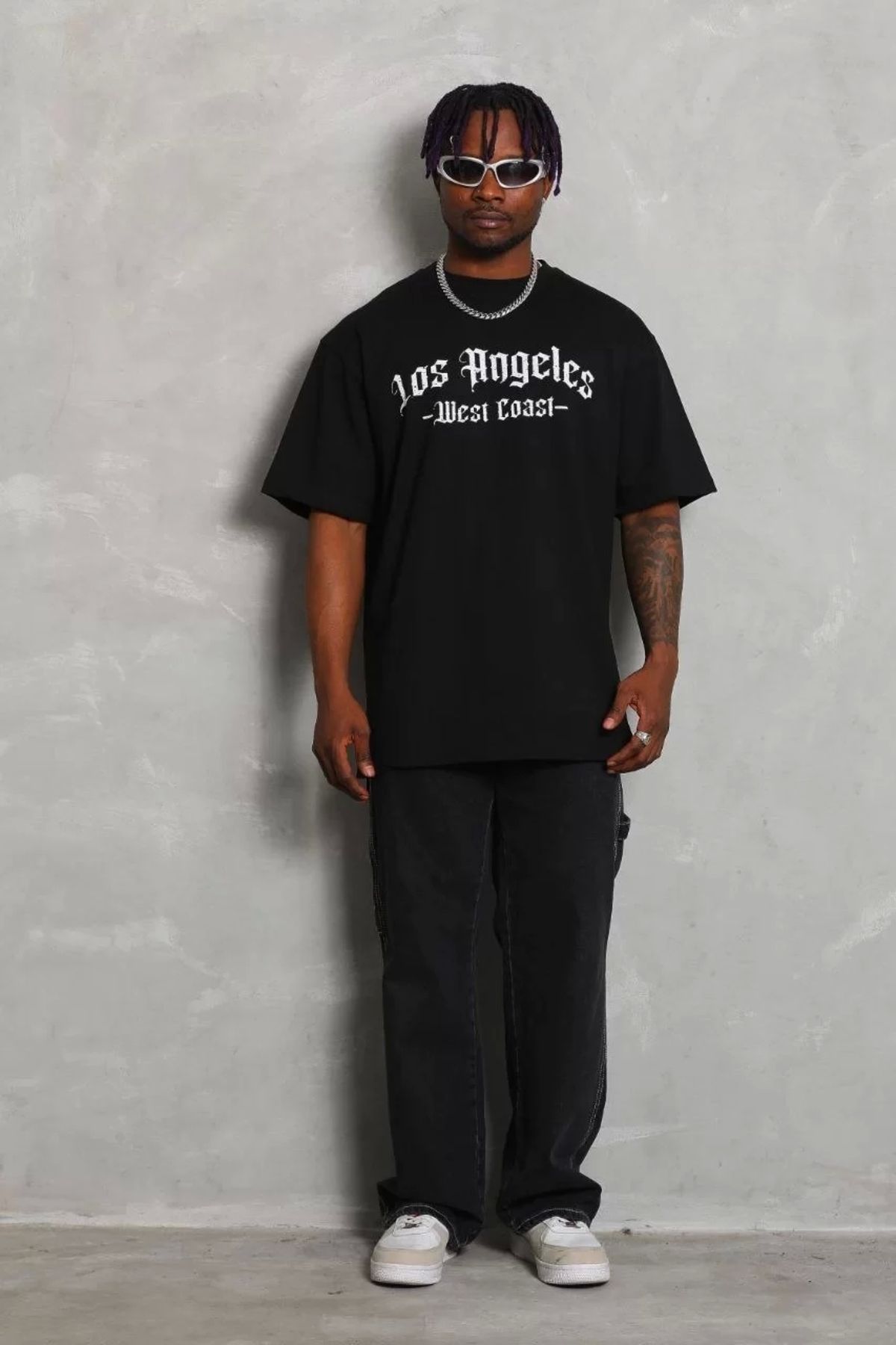 CVS Unisex Oversize Baskılı Bisiklet Yaka T-Shirt - Siyah