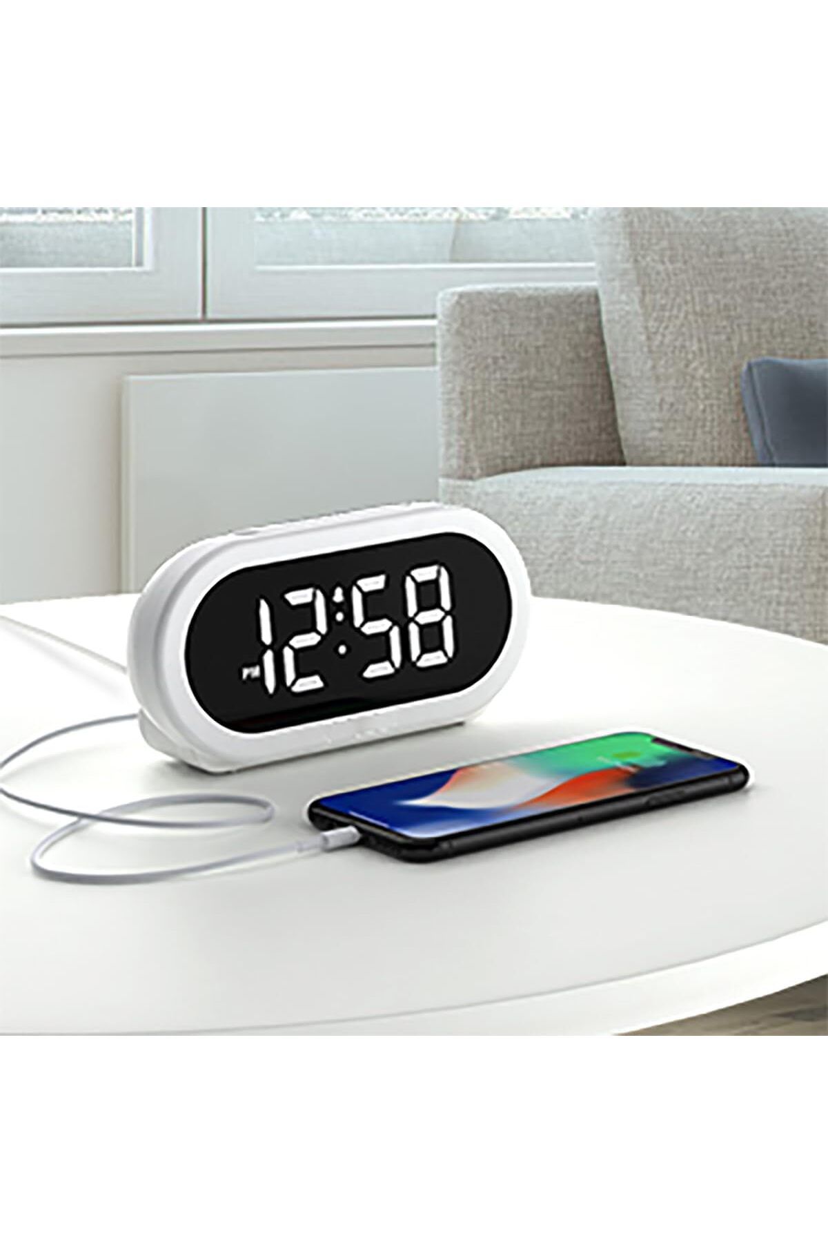 COOYA-Bedroom LED Digital Alarm Clock with Snooze,Rechargeable with USB Charging Port,Dimmable LED Display 6