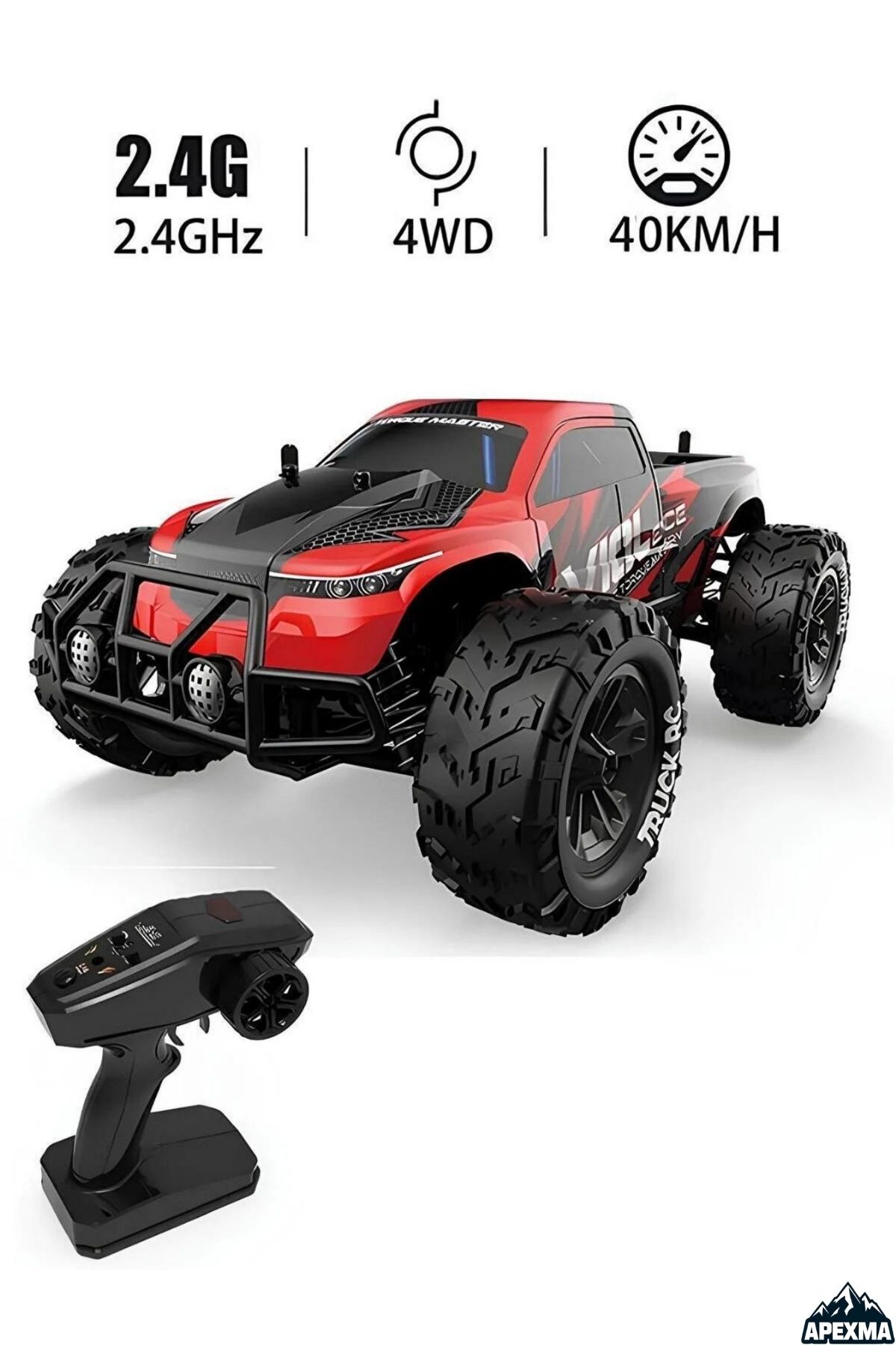 Apexma 2.4GHz Uzaktan Kumandalı 1:16 Ölçek 40 Km Hız Yapabilen Şarjlı 4x4 Metal İç Aksamlı Off-Road Araba