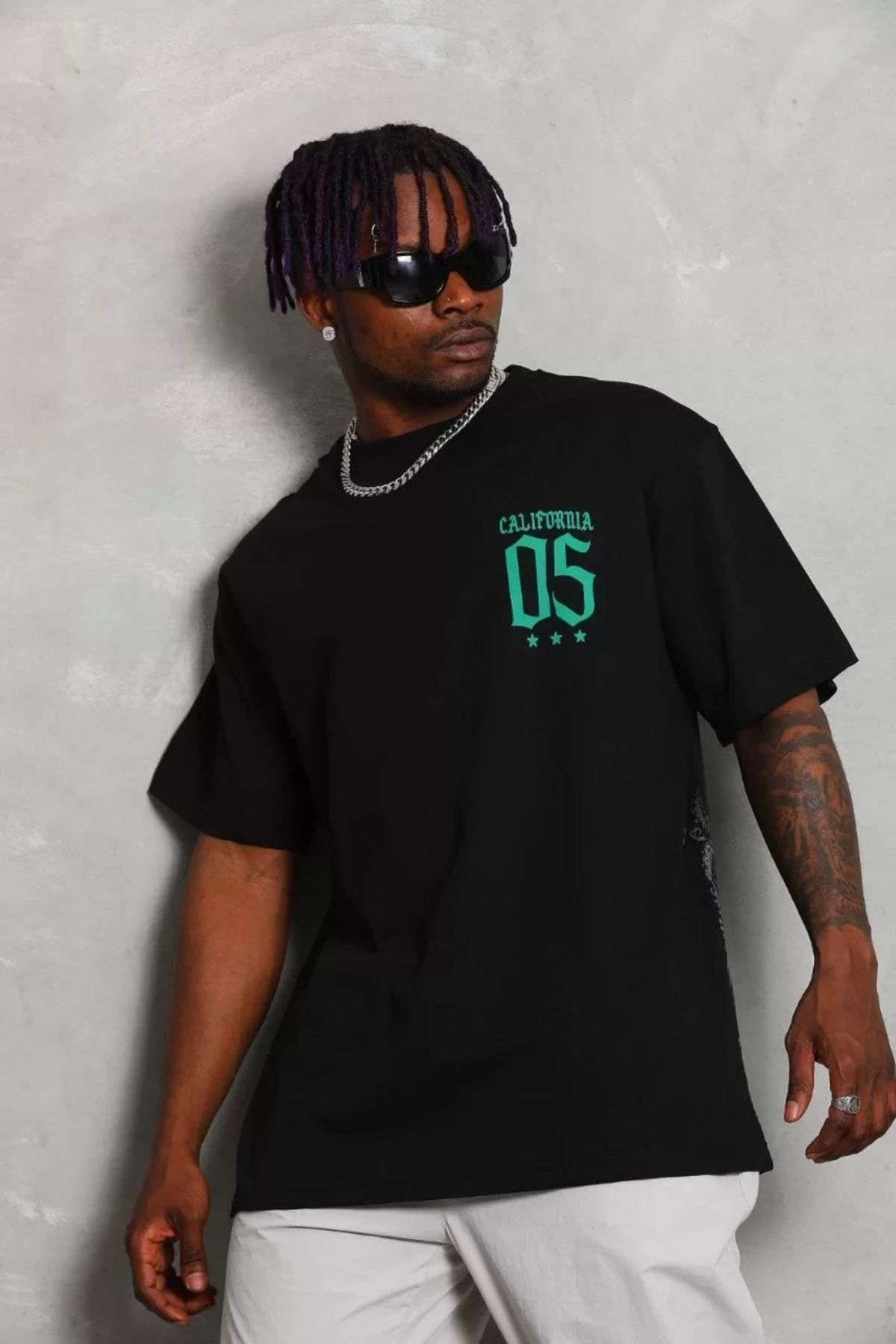 CVS Unisex Oversize Baskılı Bisiklet Yaka T-Shirt - Siyah