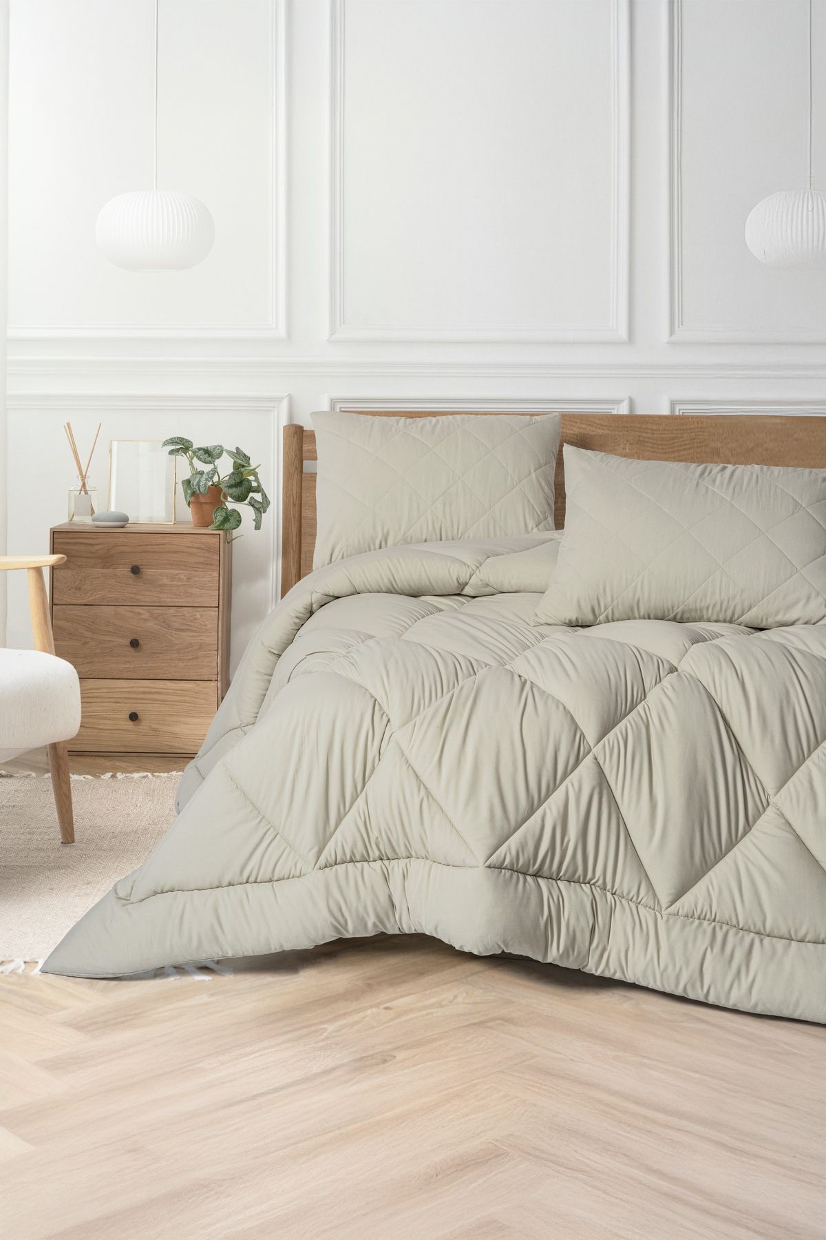 Cotton Box Set Pilota Dublu Softwash Stone 180x200 Cearceaf Elastic - One Size