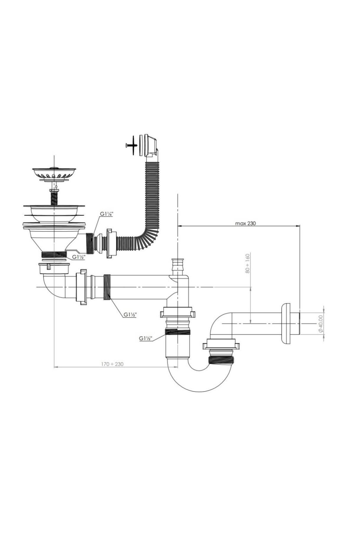 Teka-Big Head 50000135   Sink Siphon with Overflow 3