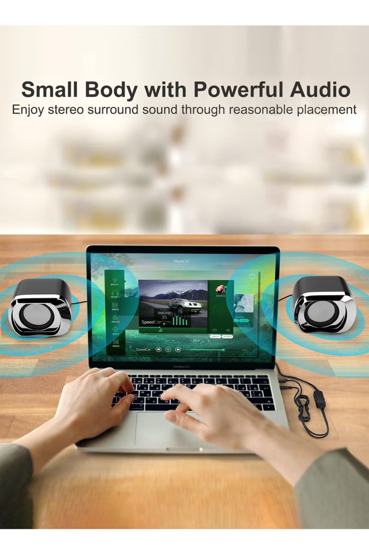 COOYA-Computer Speaker,with Volume Control and 3.5 Mm Audio Plug, USB Powered,for PC Tablets Cellphone 7