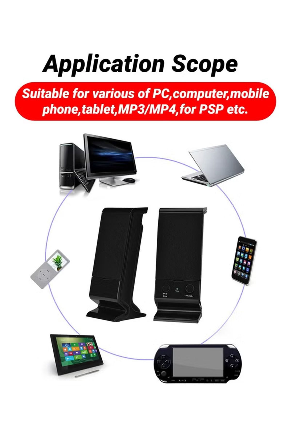 COOYA-Computer Speaker with Volume Control and 3.5 Mm Audio Plug,USB-Powered,for PC Tablets Cellphone 6
