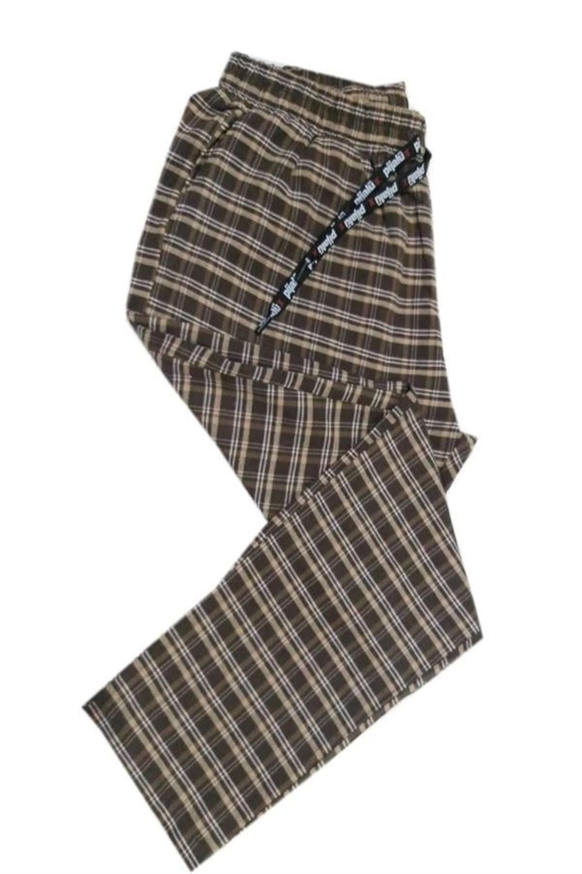 FTT SHOPPING MARKET Pijalüx Erkek Kareli Poplin Cepli Alt Pijama