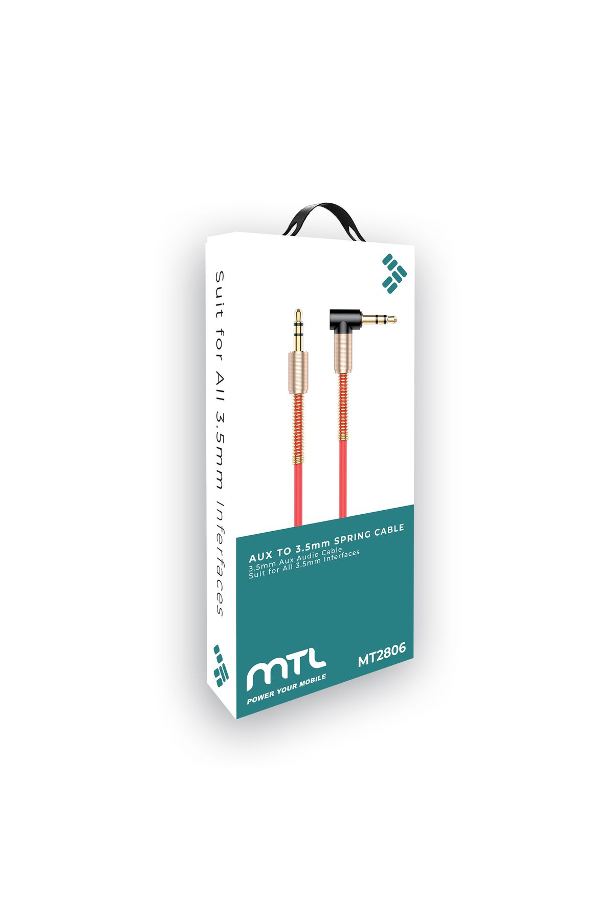 3.5 mm Yaylı Aux Kablo Kırmızı MT2806