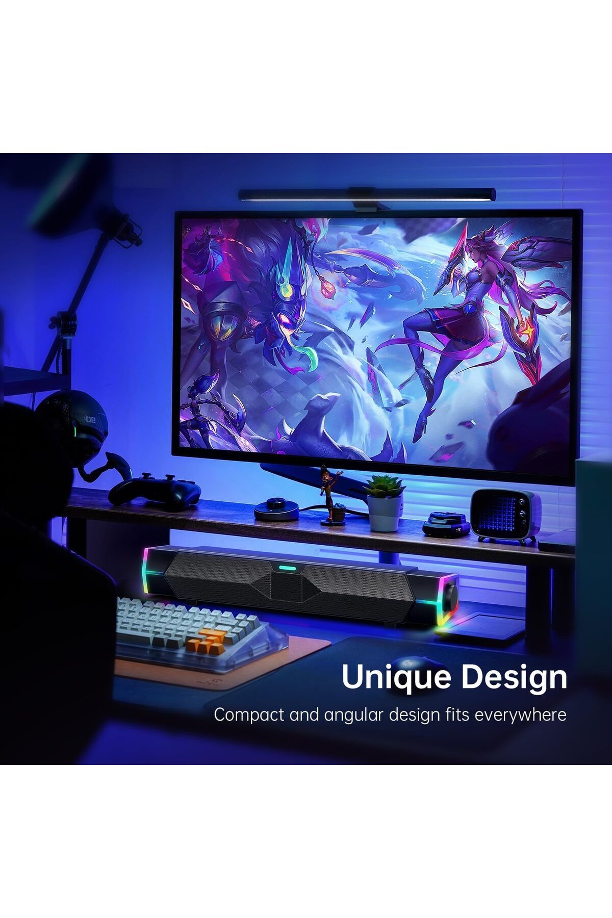 COOYA-Computer Speakers, USB Powered Bluetooth, Colorful Lights, Switch Button, Stereo Surround Soundbar 6