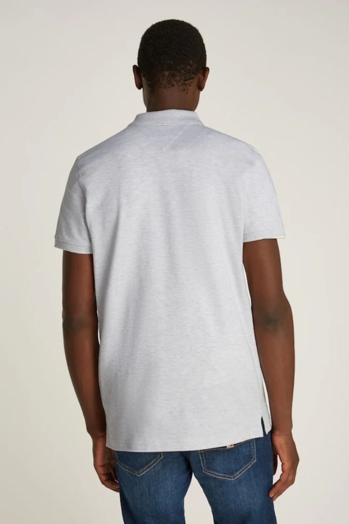 Tommy Hilfiger-Tommy Jeans Men's Grey Pure Organic Slim Fit Polo Shirt 3