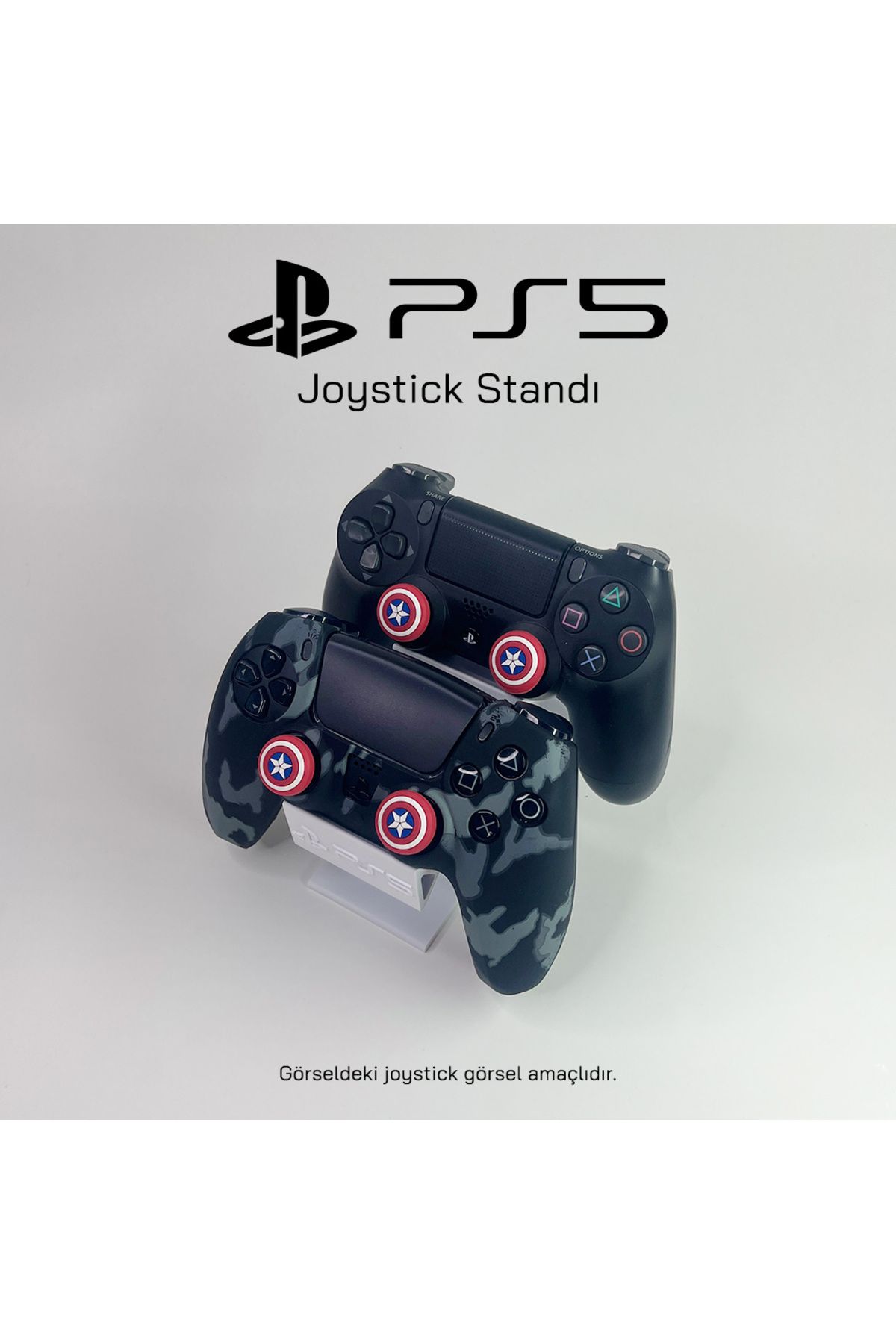 Gada İkili PS5 I Play Station 5 Joystick Kol Standı DualSense- Beyaz Şık Tasarım, 3D PLA Baskı