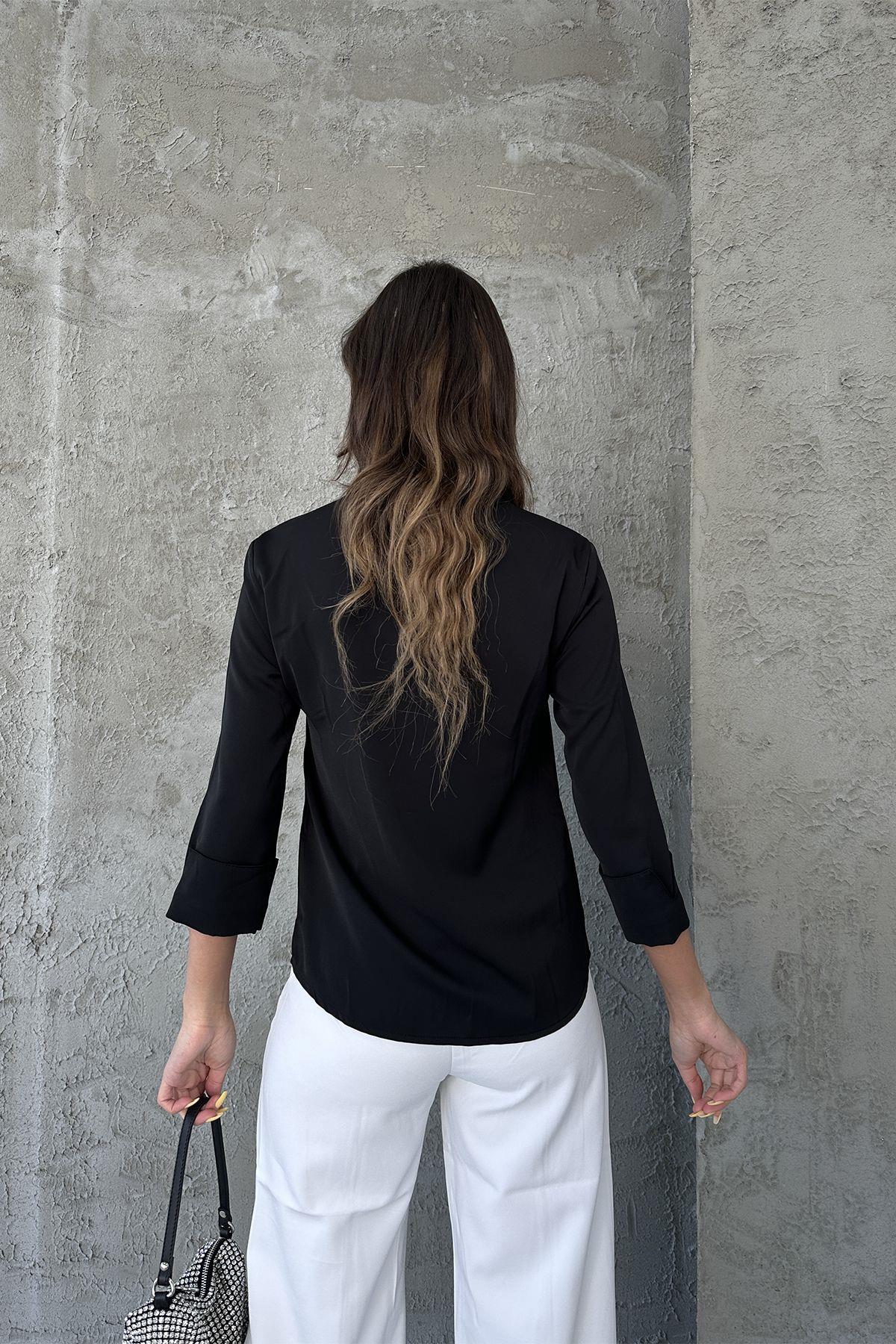 RB CLUB  Kadın Kolları Katlama Detaylı Gömlek - Görsel 6