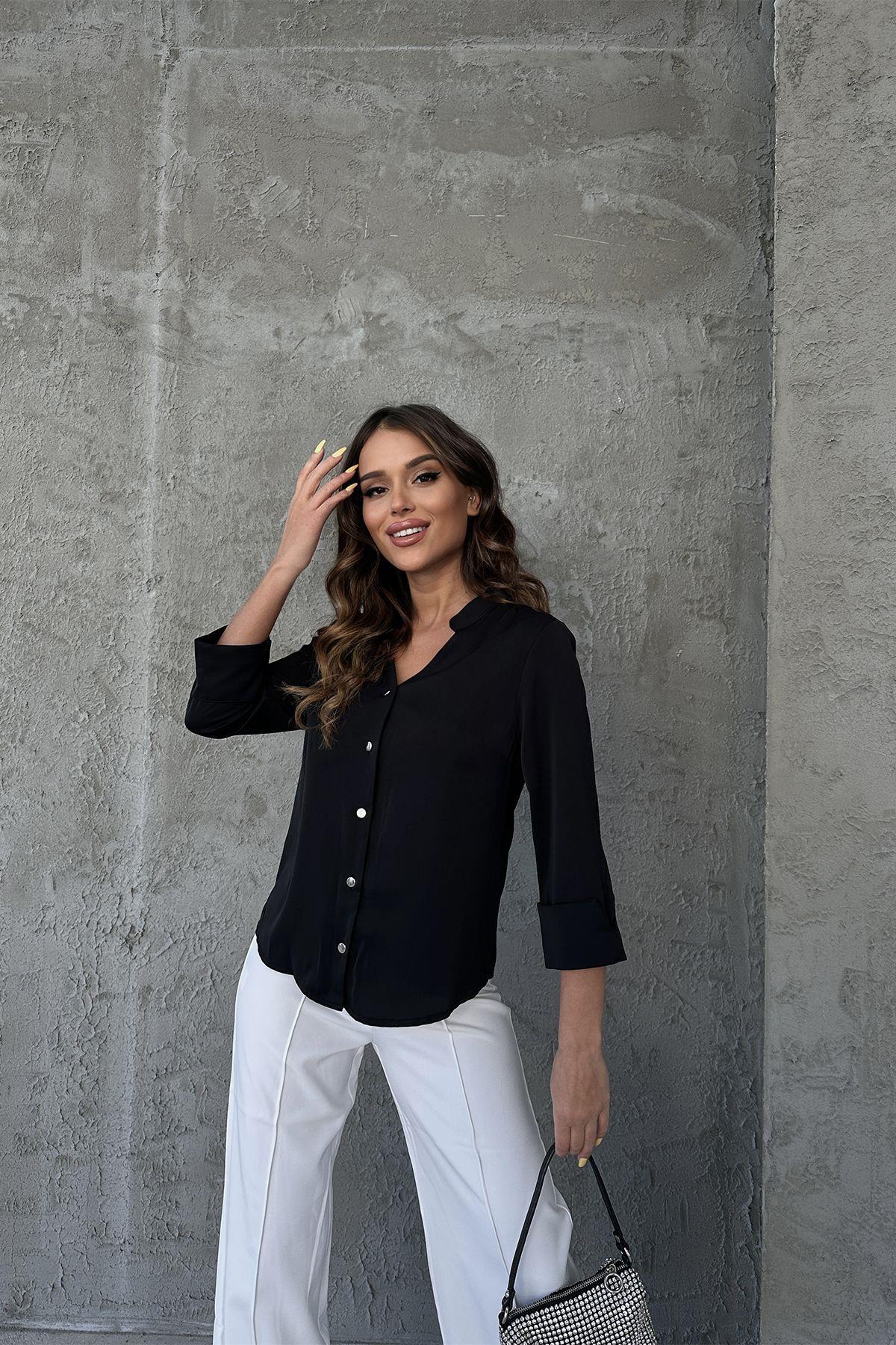 RB CLUB  Kadın Kolları Katlama Detaylı Gömlek - Görsel 3