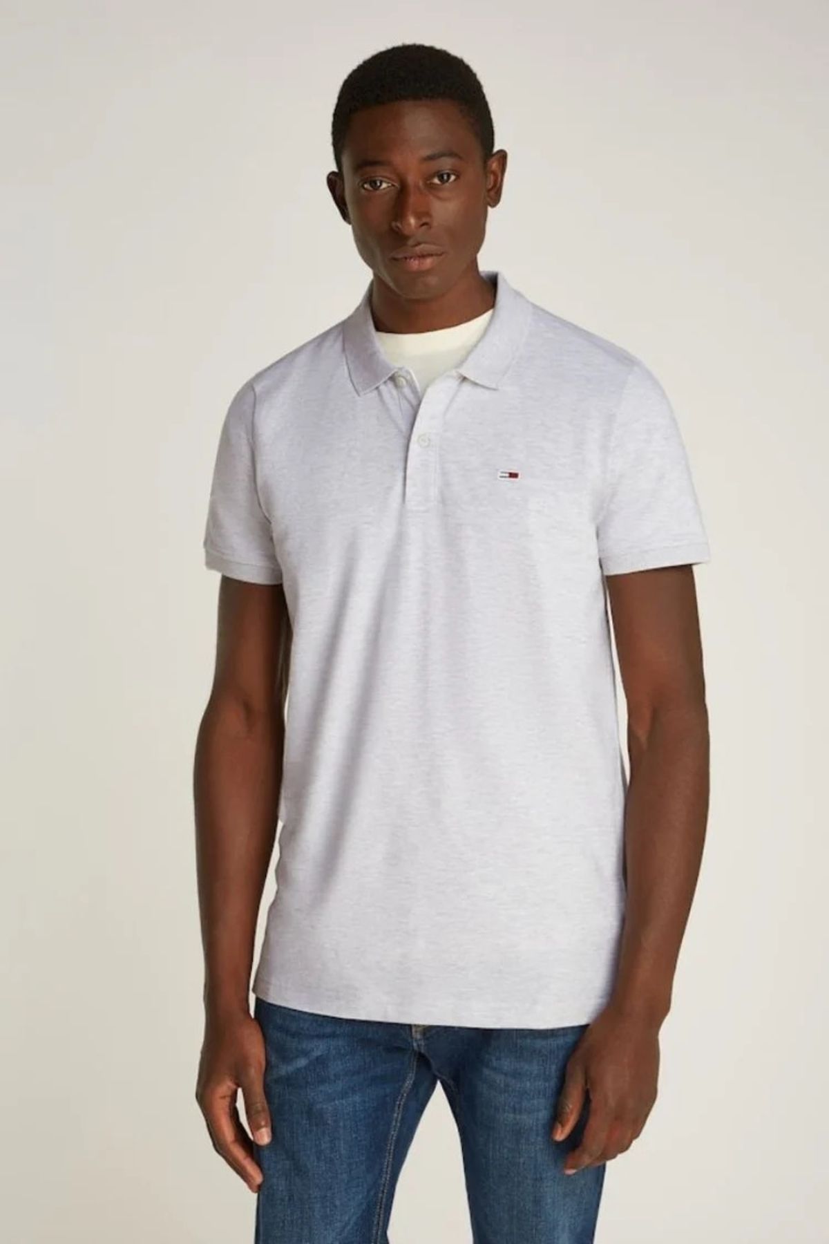 Tommy Hilfiger-Tommy Jeans Men's Grey Pure Organic Slim Fit Polo Shirt 1