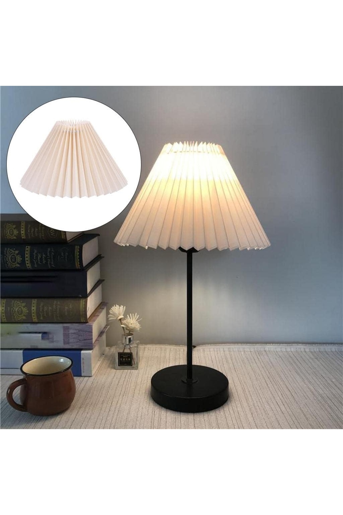 Lambadar-Hepa Model Modern Design Metal Body Cream Fabric Hat Table Lamp Lampshade 2