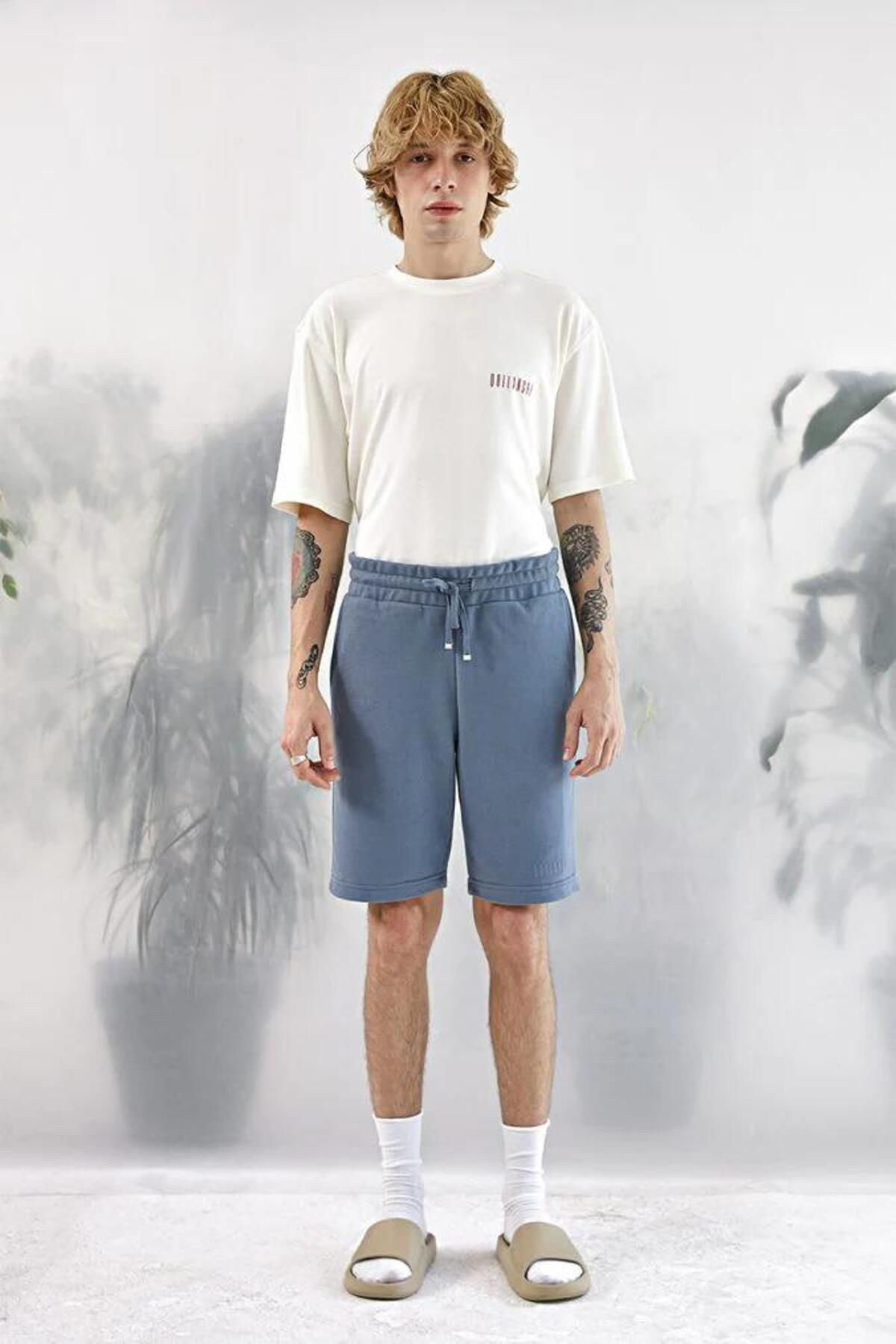 LUESS-Pantaloni scurți de bază Qollanchi – Chambray Blue 2