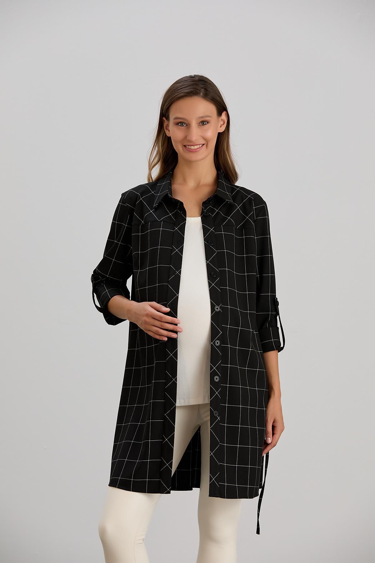 Işşıl-Işil 4547 - Maternity Plaid Clothing Shirt-Tunika Bias Cut 7