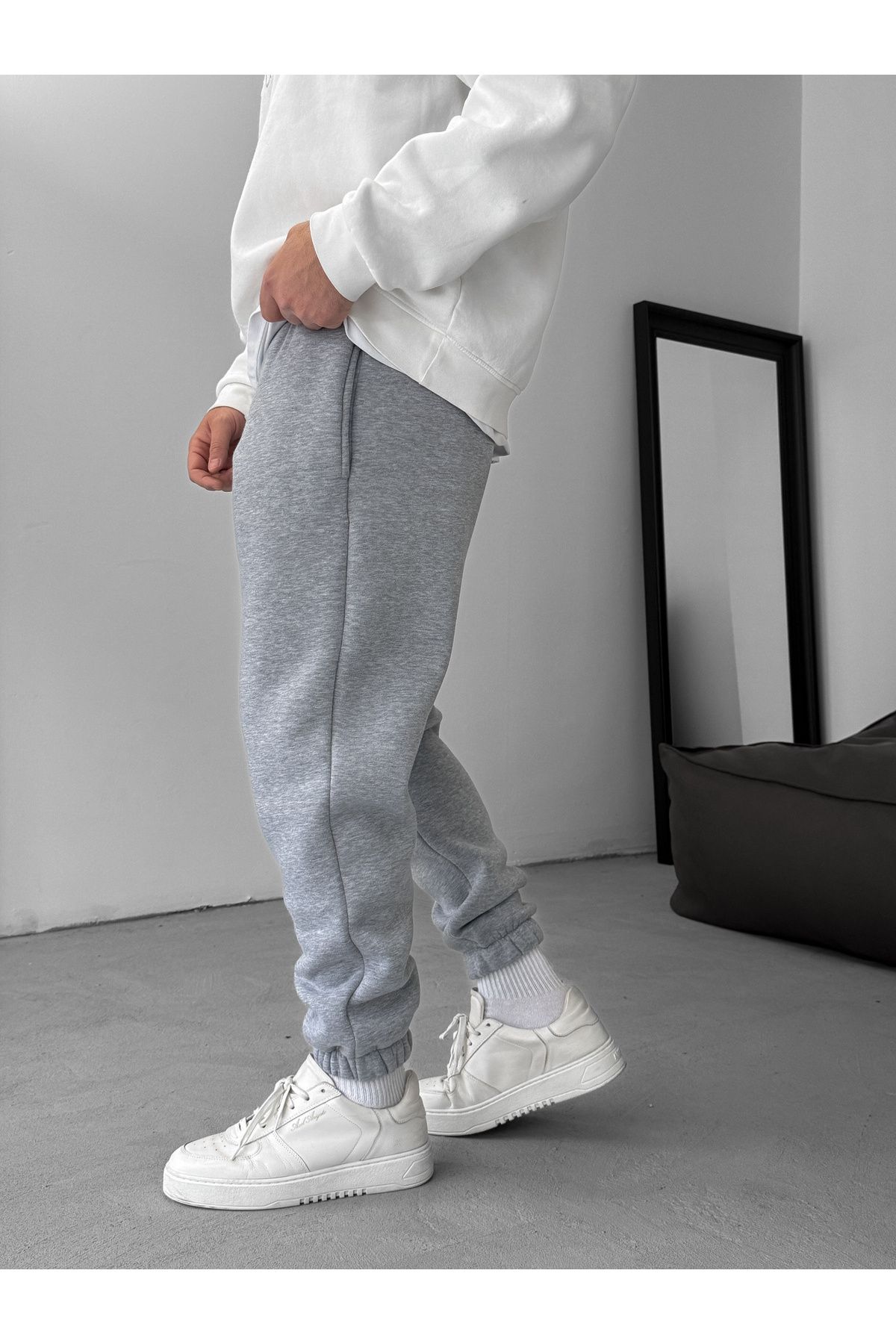 BYBASICMAN-Gray Basic Raised Elastic Tracksuit By-062 5